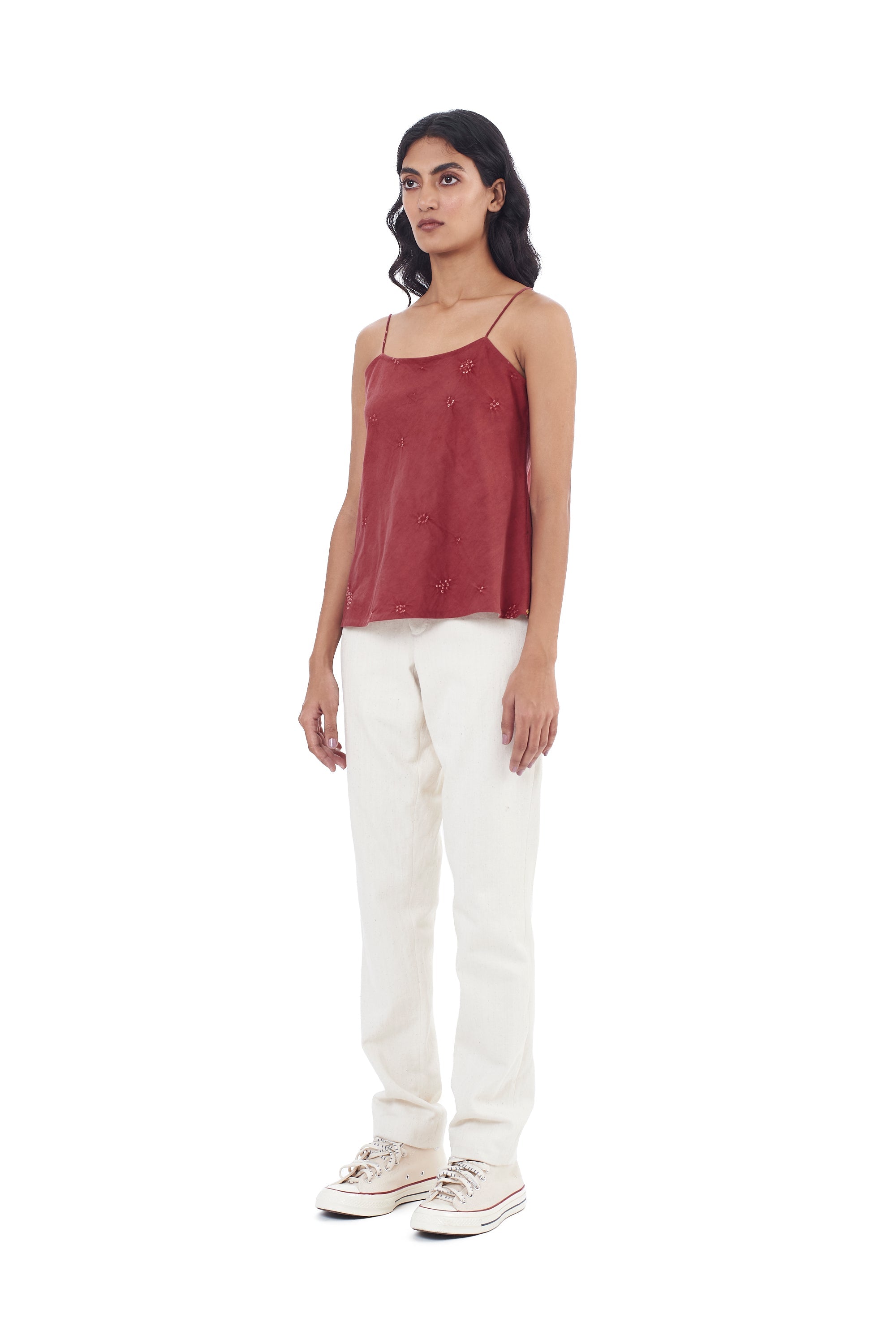 CRIMSON PINK TOP WITH MINIATURE BANDHANI