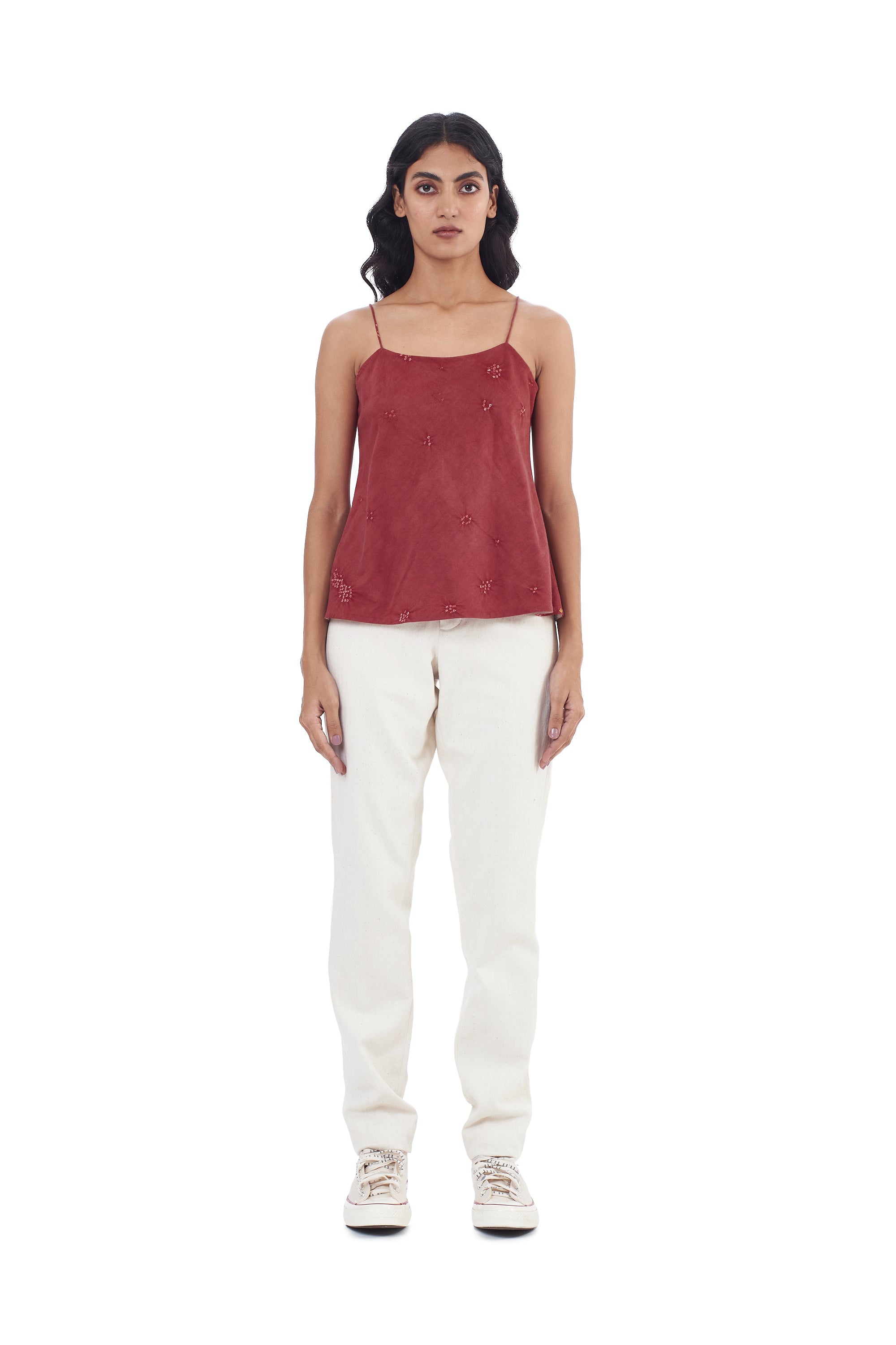 CRIMSON PINK TOP WITH MINIATURE BANDHANI