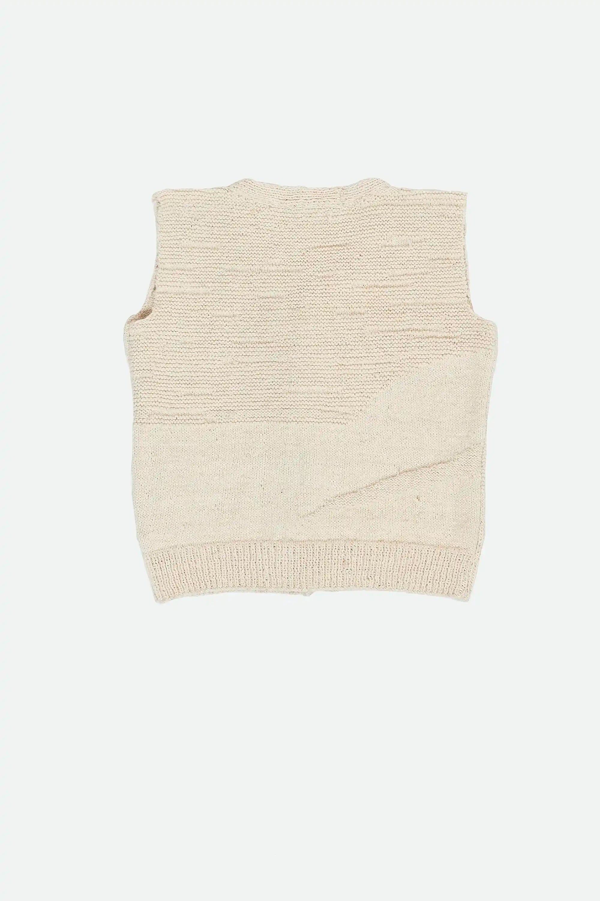 Beige knitted vest on a white background