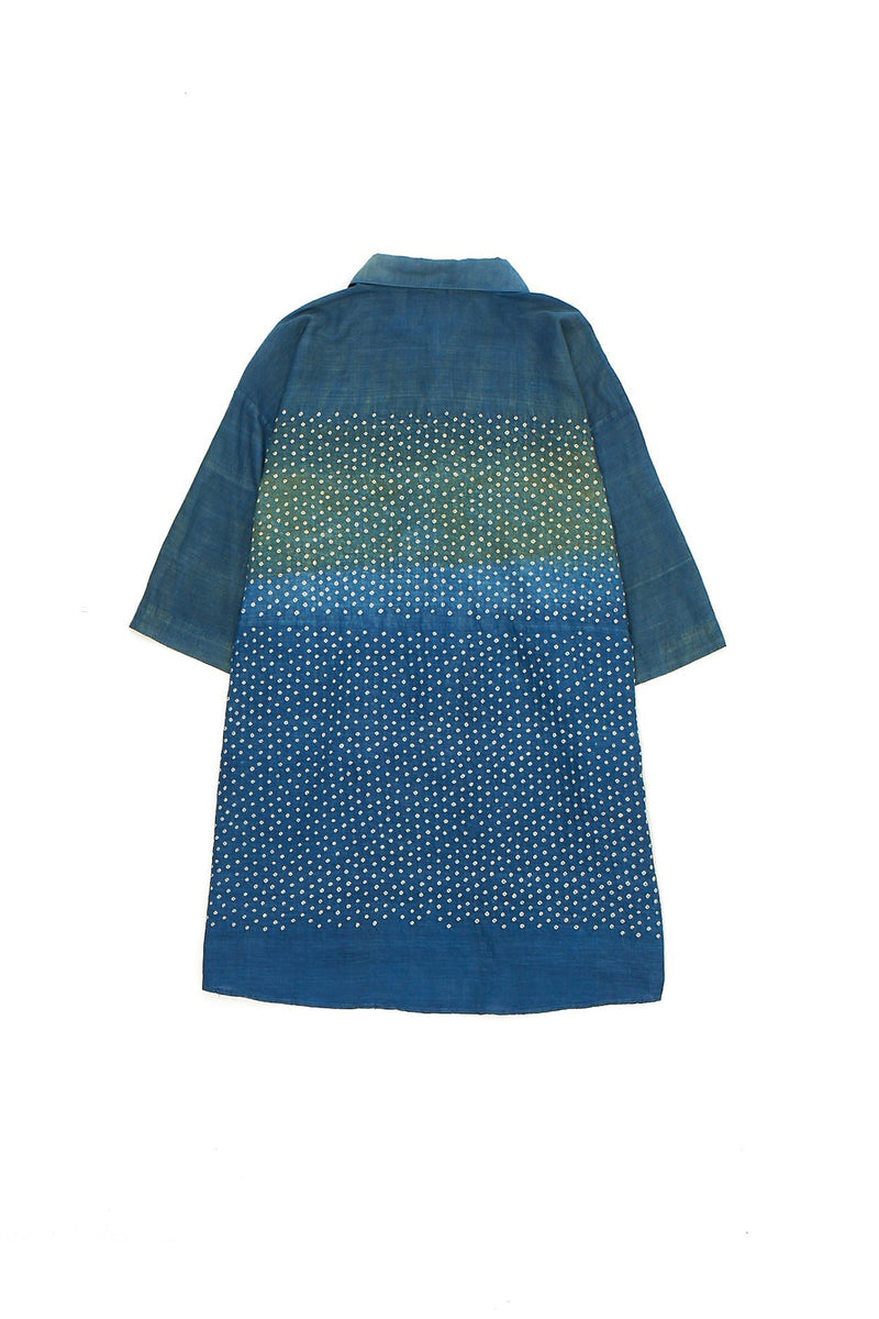 UNGENDERED OVERSIZE COLOUR BLOCK SUMMER SHIRT FEATURING MINIATURE BANDHANI