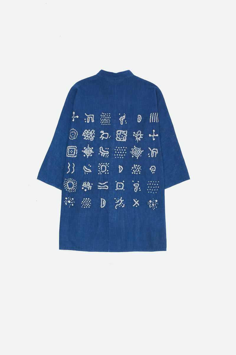 INDIGO ORGANIC COTTON BANDHANI SHIRT