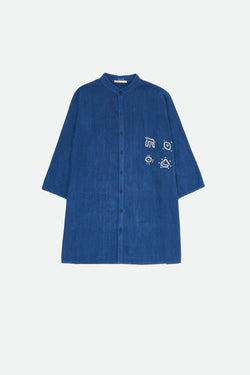 INDIGO ORGANIC COTTON BANDHANI SHIRT