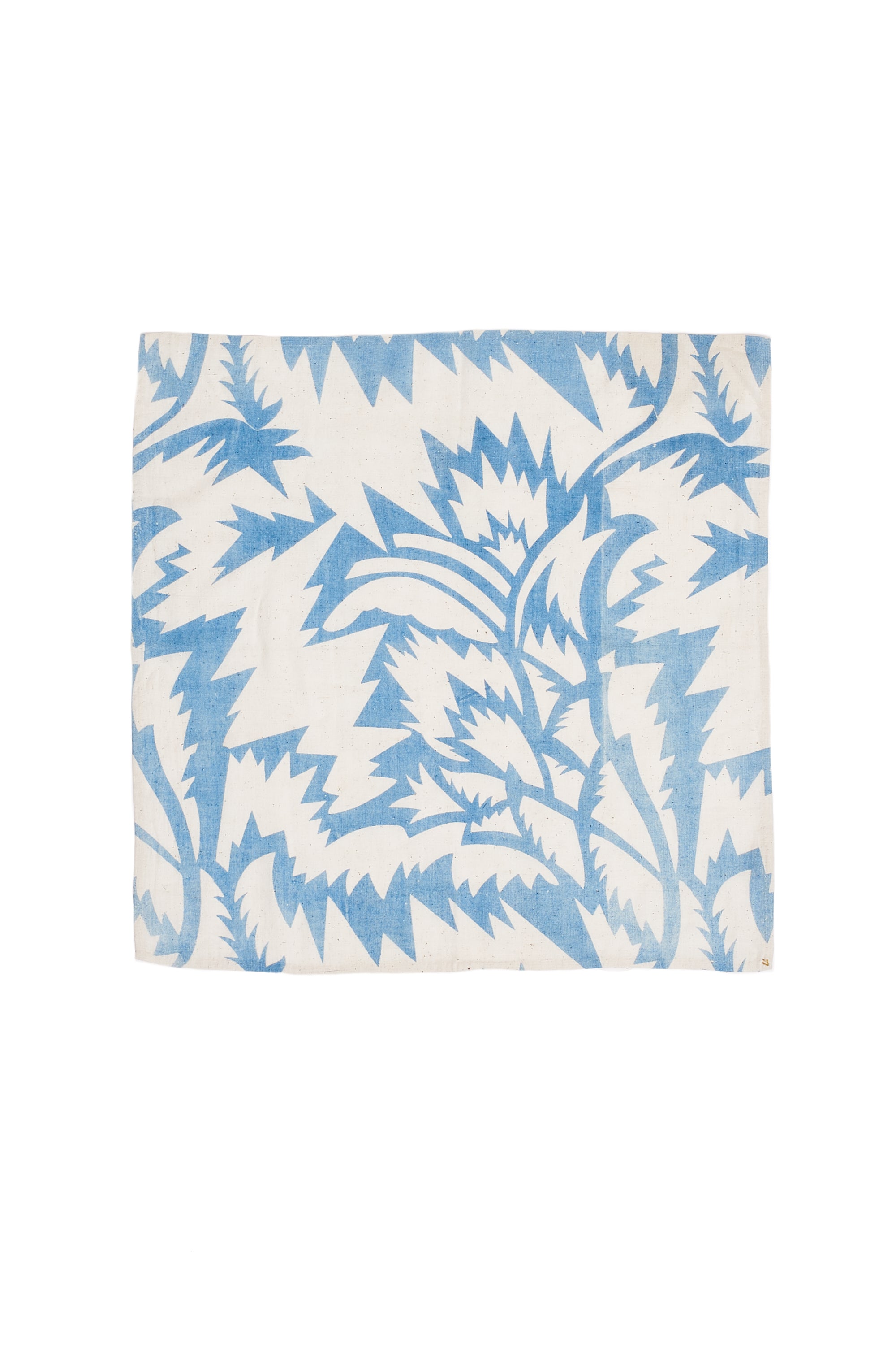 LIGHT INDIGO HANDPRINTED STRIPES SQUARE COTTON SCARF