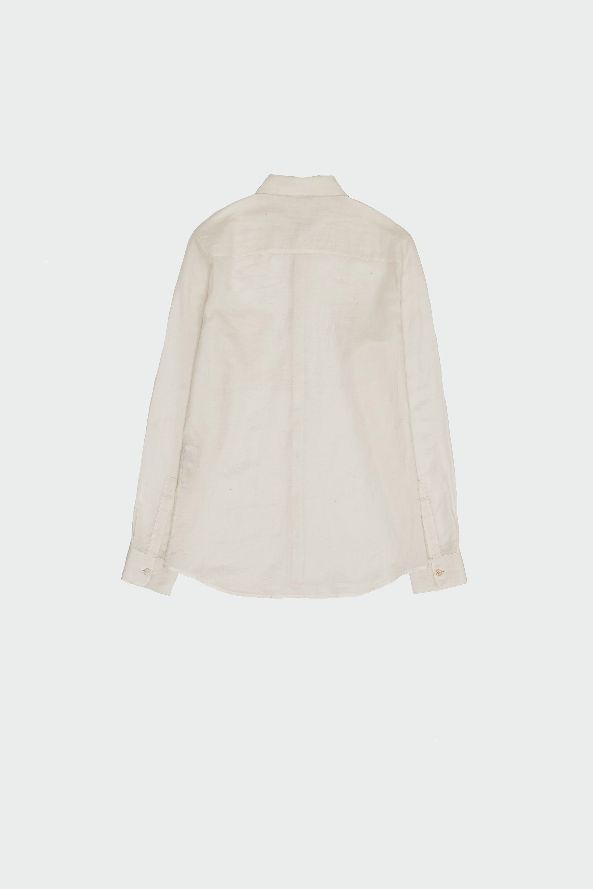 Ecru Cotton Silk Blend Men Shirt