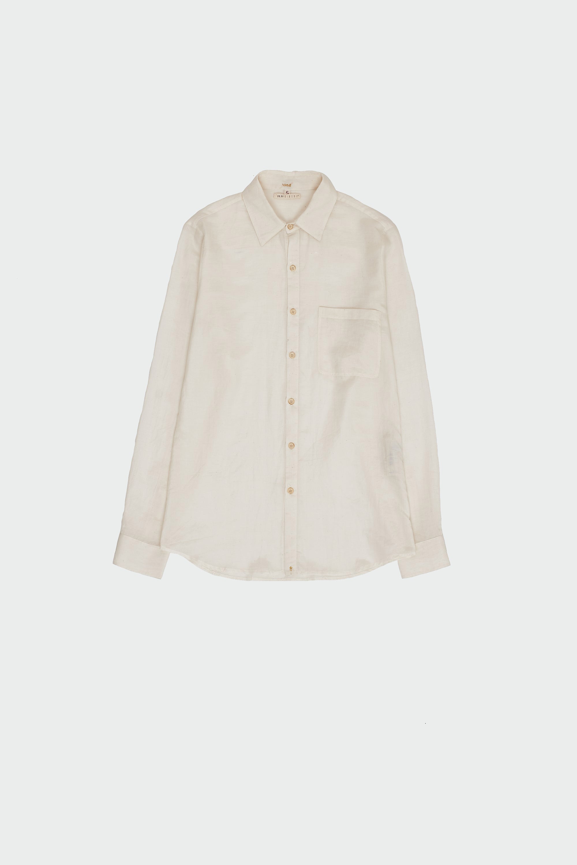 Ecru Cotton Silk Blend Men Shirt