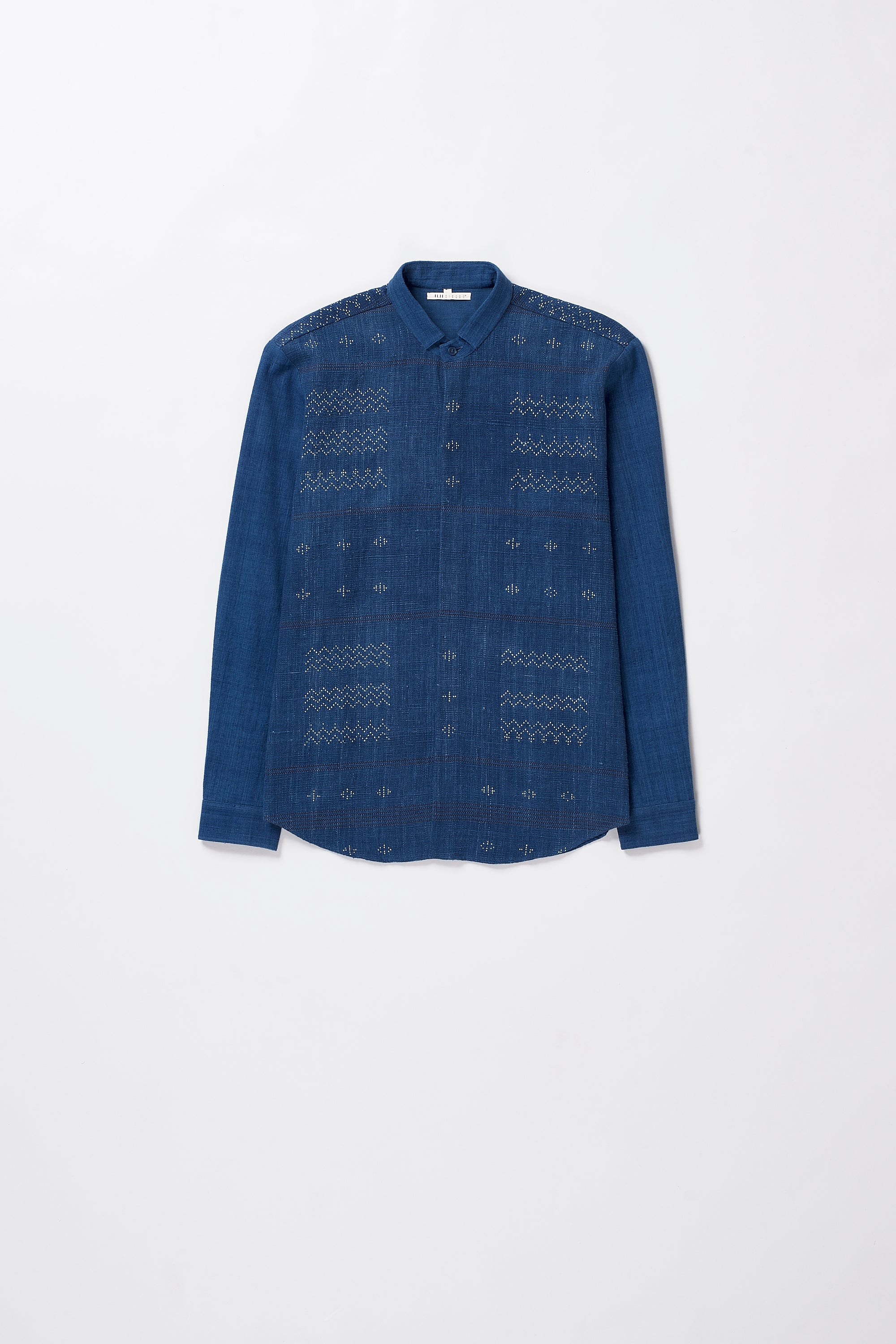 CONCEALED PLACKET INDIGO SHIRT