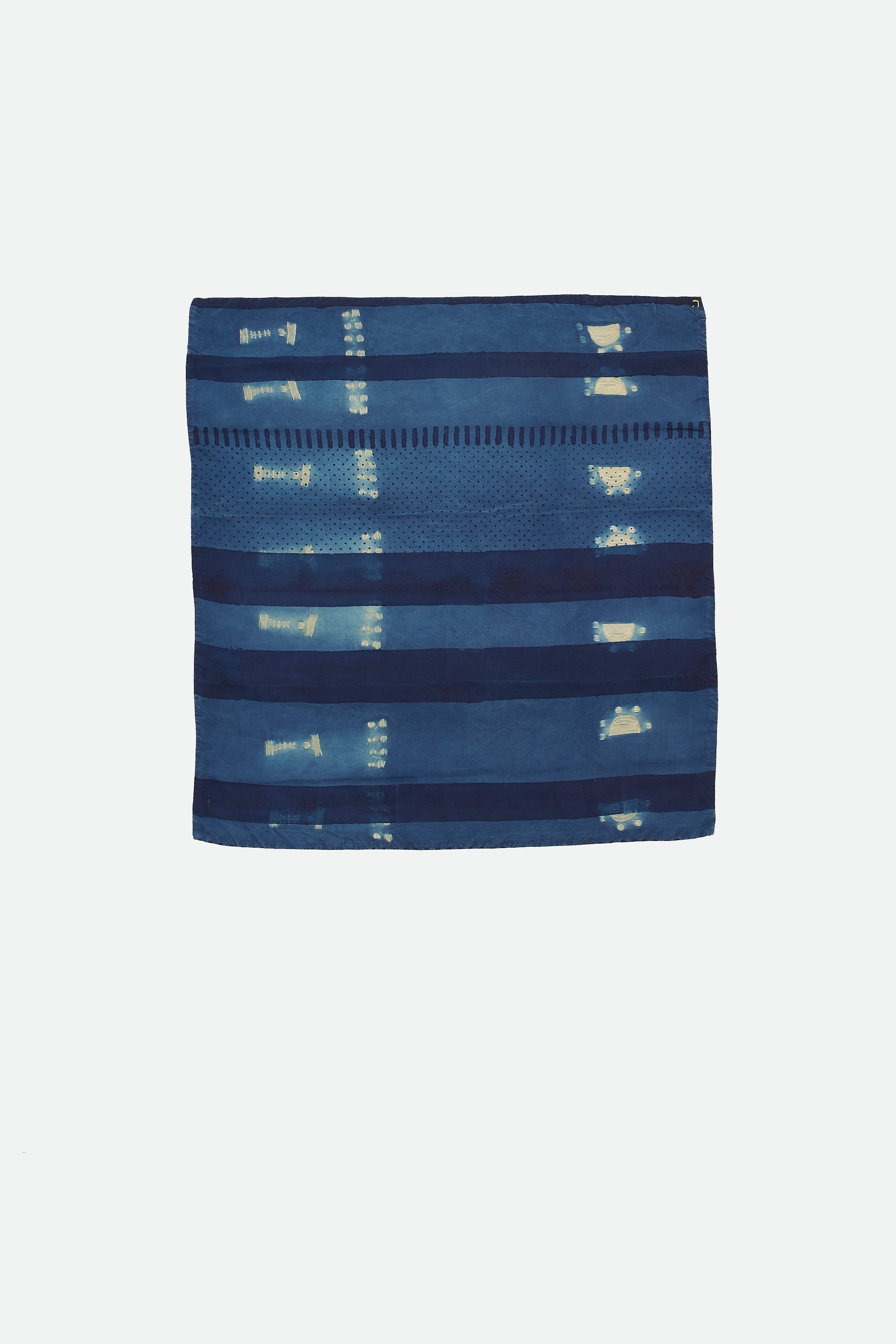 INDIGO BLOCK PRINT & SHIBORI SILK SCARF