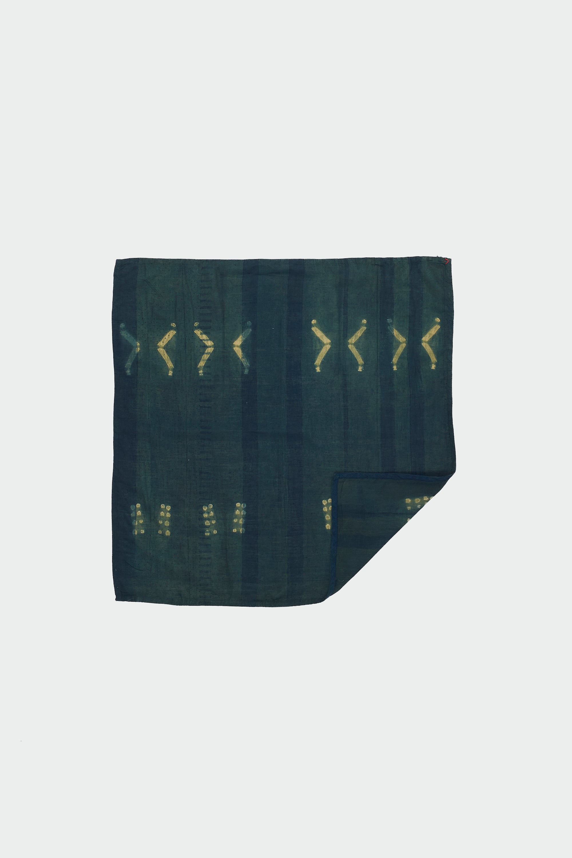 BOTTLE GREEN BLOCK PRINT & SHIBORI SILK SCARF