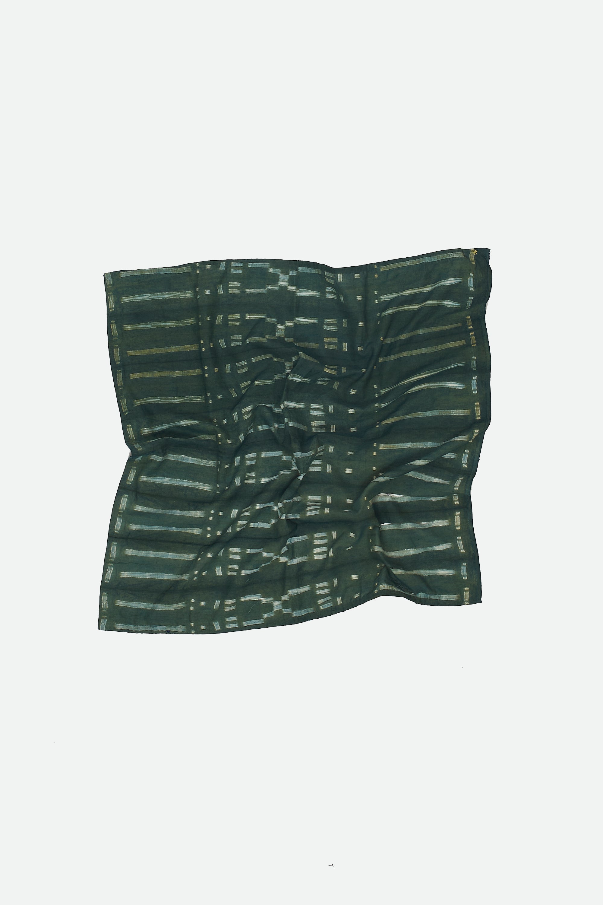 BOTTLE GREEN SOFT SILK SHIBORI SCARF