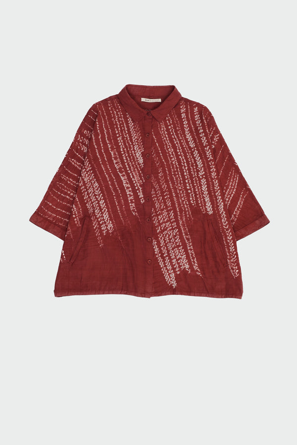 CHIMSON PINK SHIBORI COTTON SHIRT