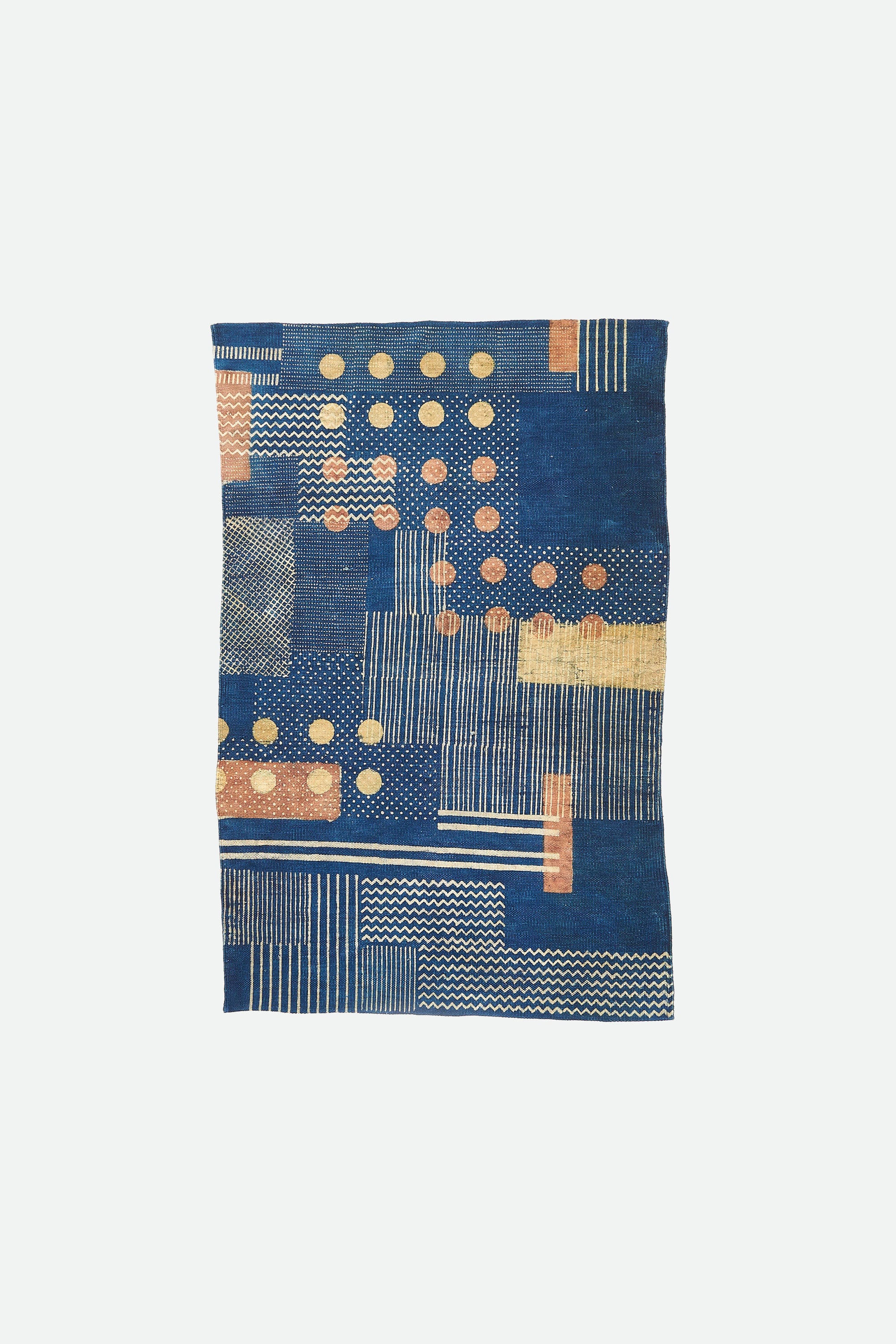 INDIGO MULTI COLOUR BLOCK PRINTED RUG