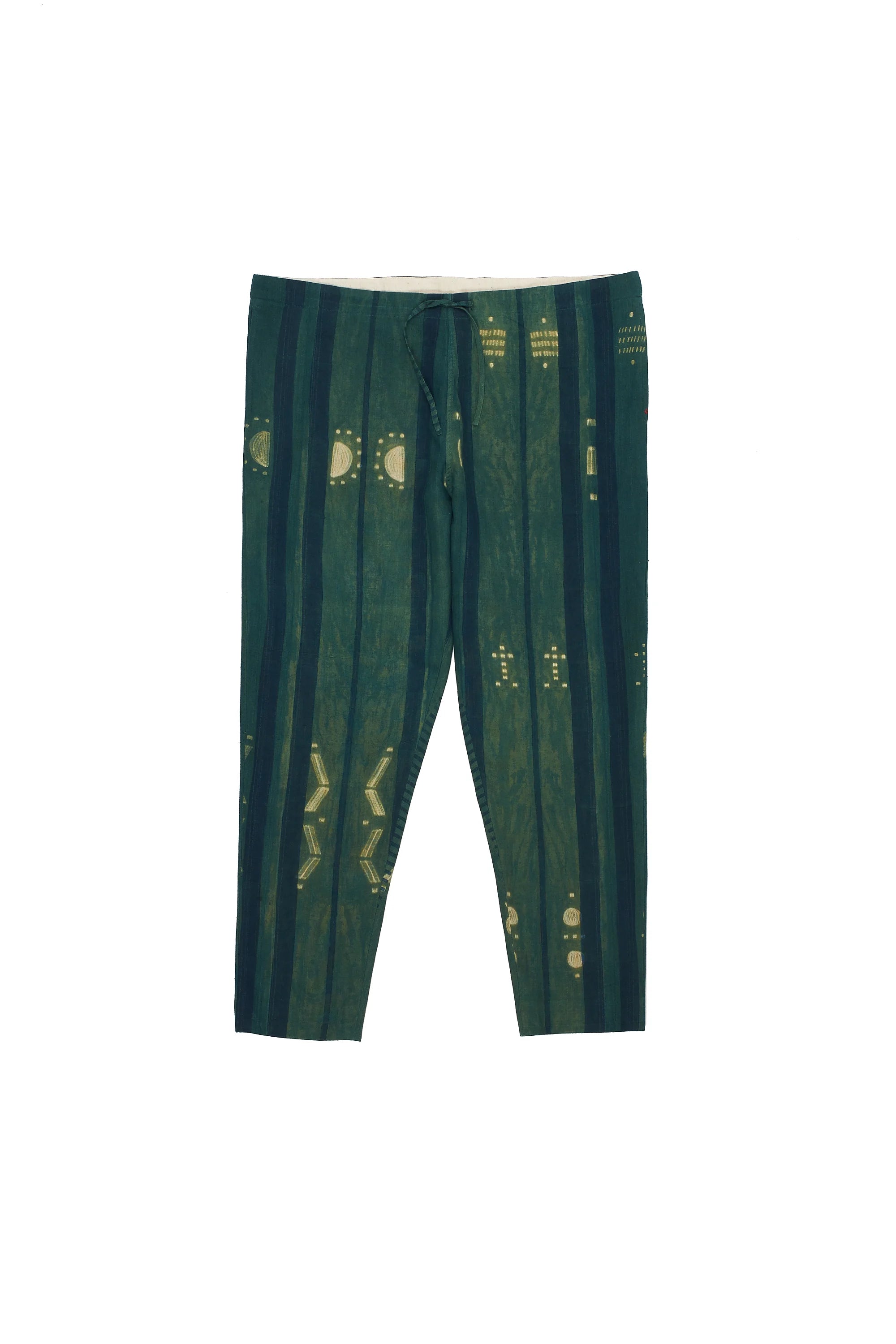 Block Printed String Pants with Shibori