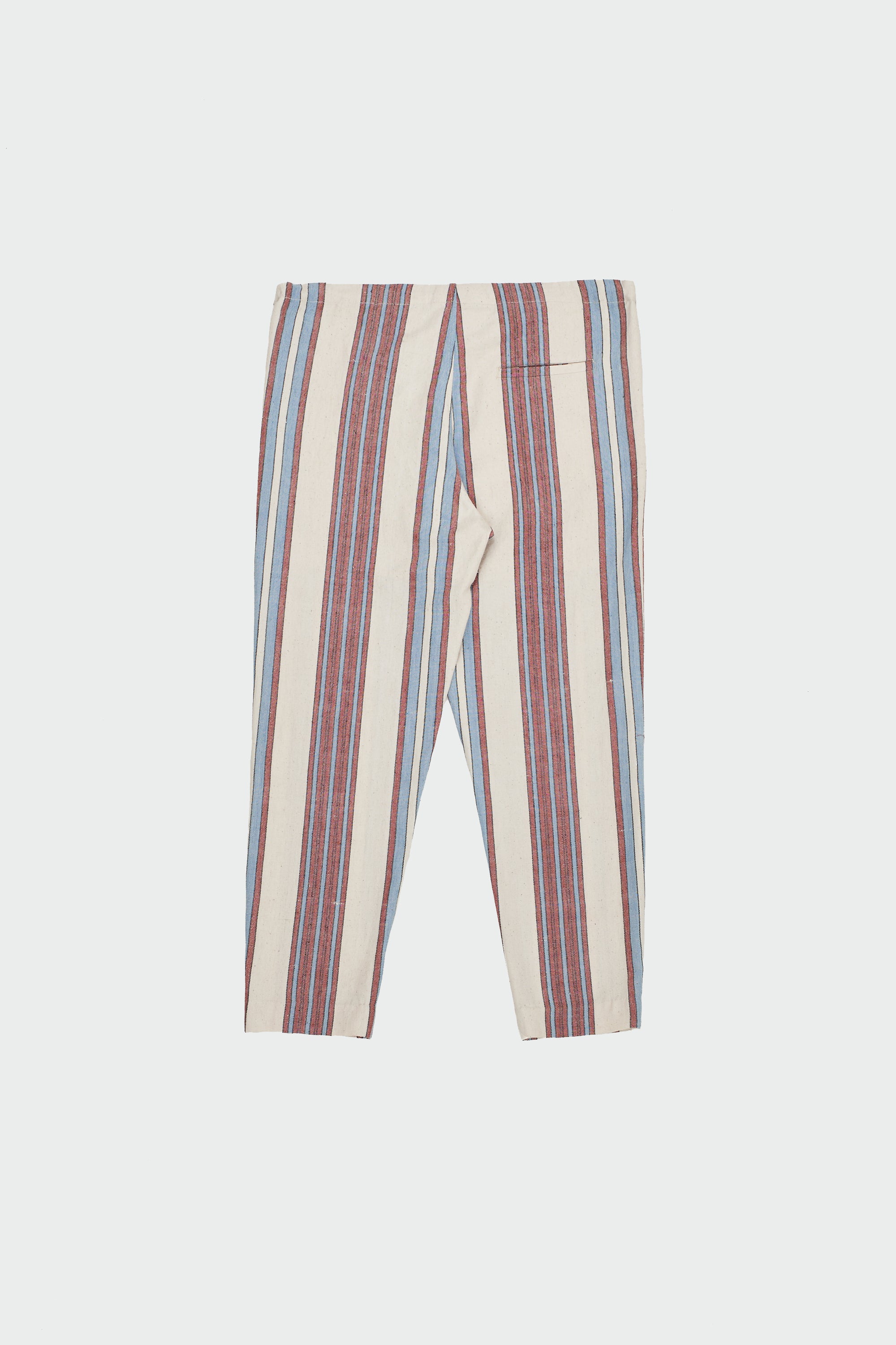 MULTI COLOUR YARN DYED WEFT STRIPES TAPERED DRAWSTRING PANTS