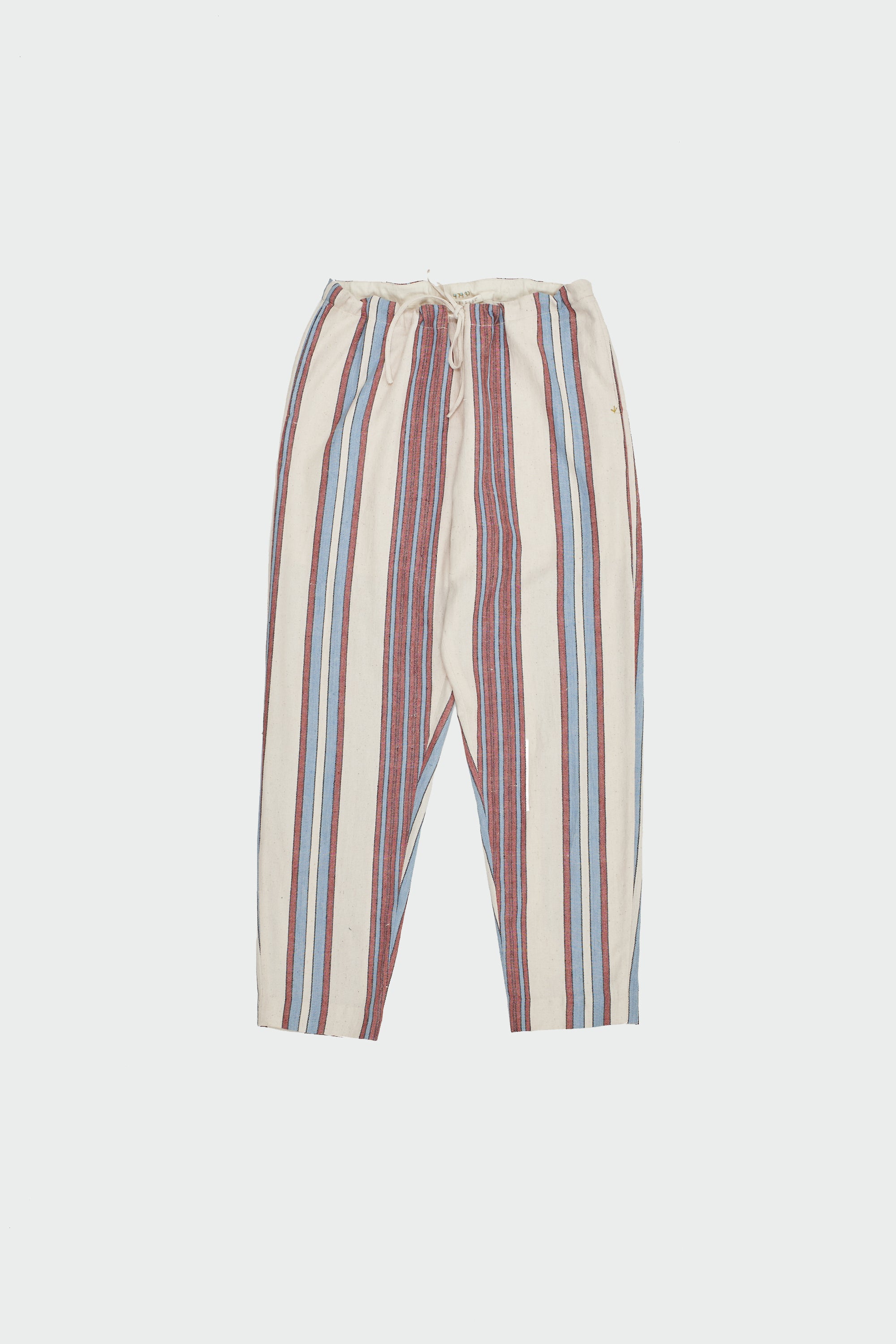 MULTI COLOUR YARN DYED WEFT STRIPES TAPERED DRAWSTRING PANTS