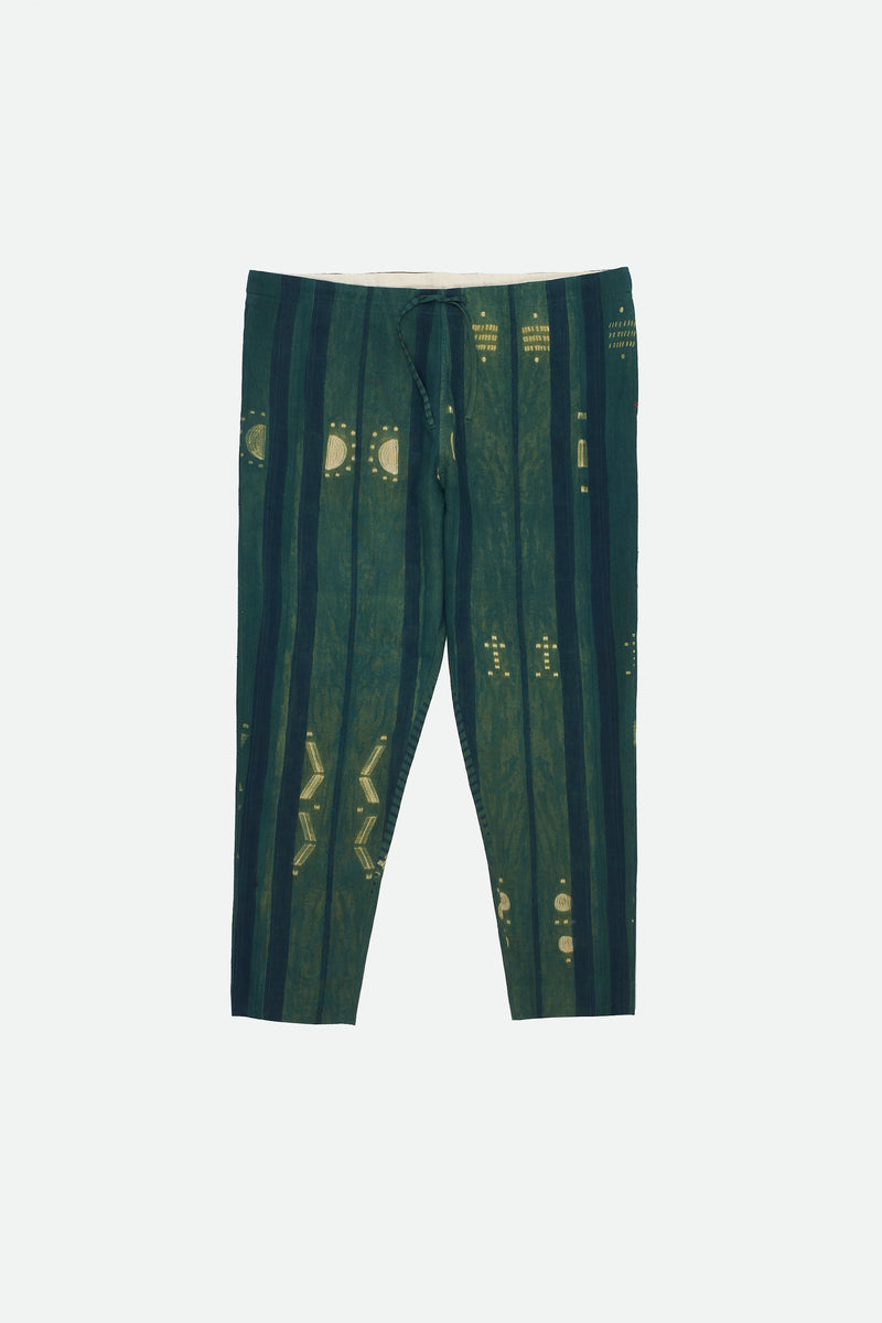 BOTTLE GREEN SHIBORI PANTS