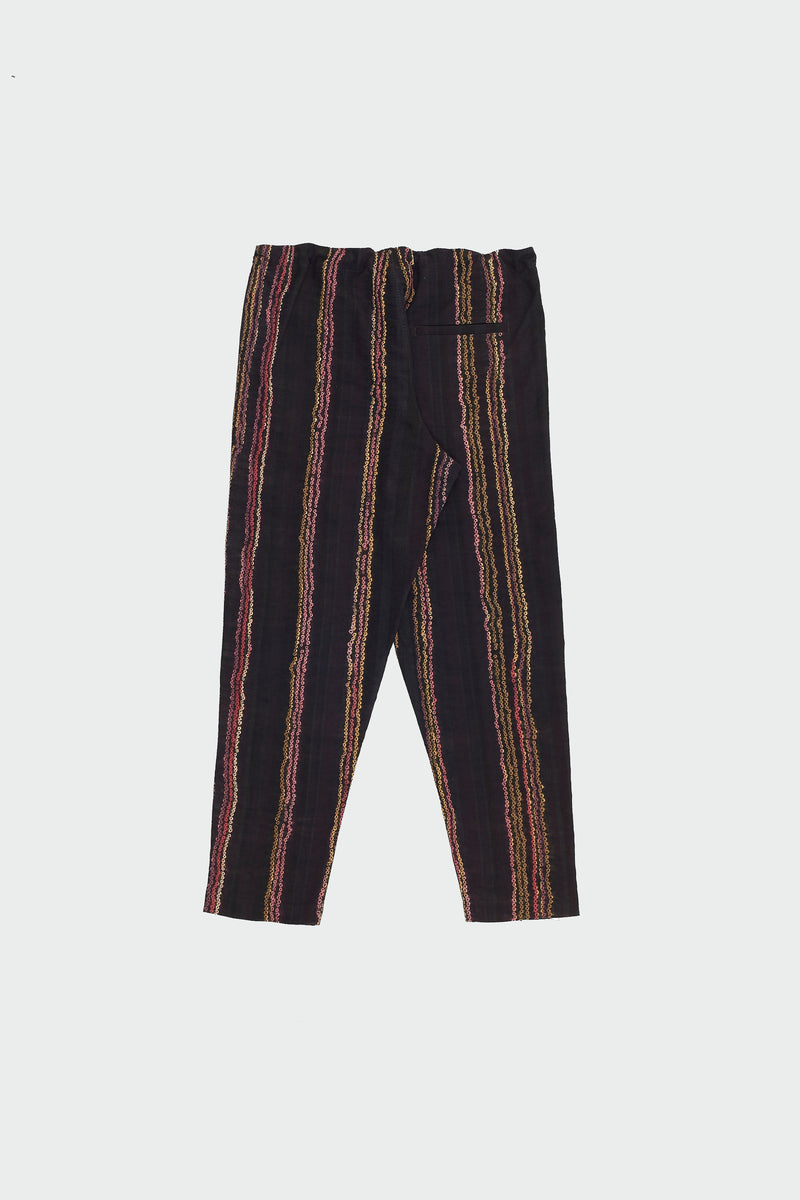 Black Soft Silk Multicolour Bandhani Stripes String Pants