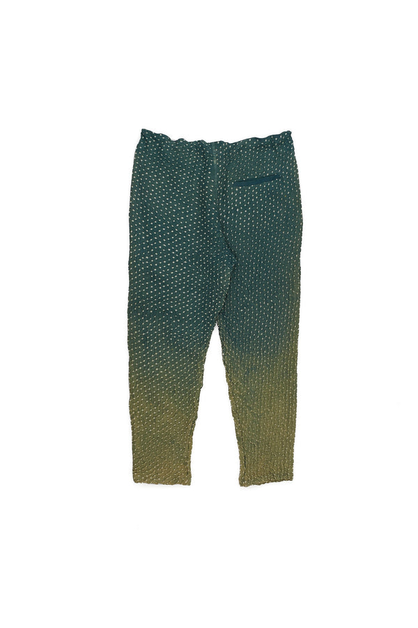 OLIVE GREEN SOFT SILK ALL OVER BANDHANI PANTS