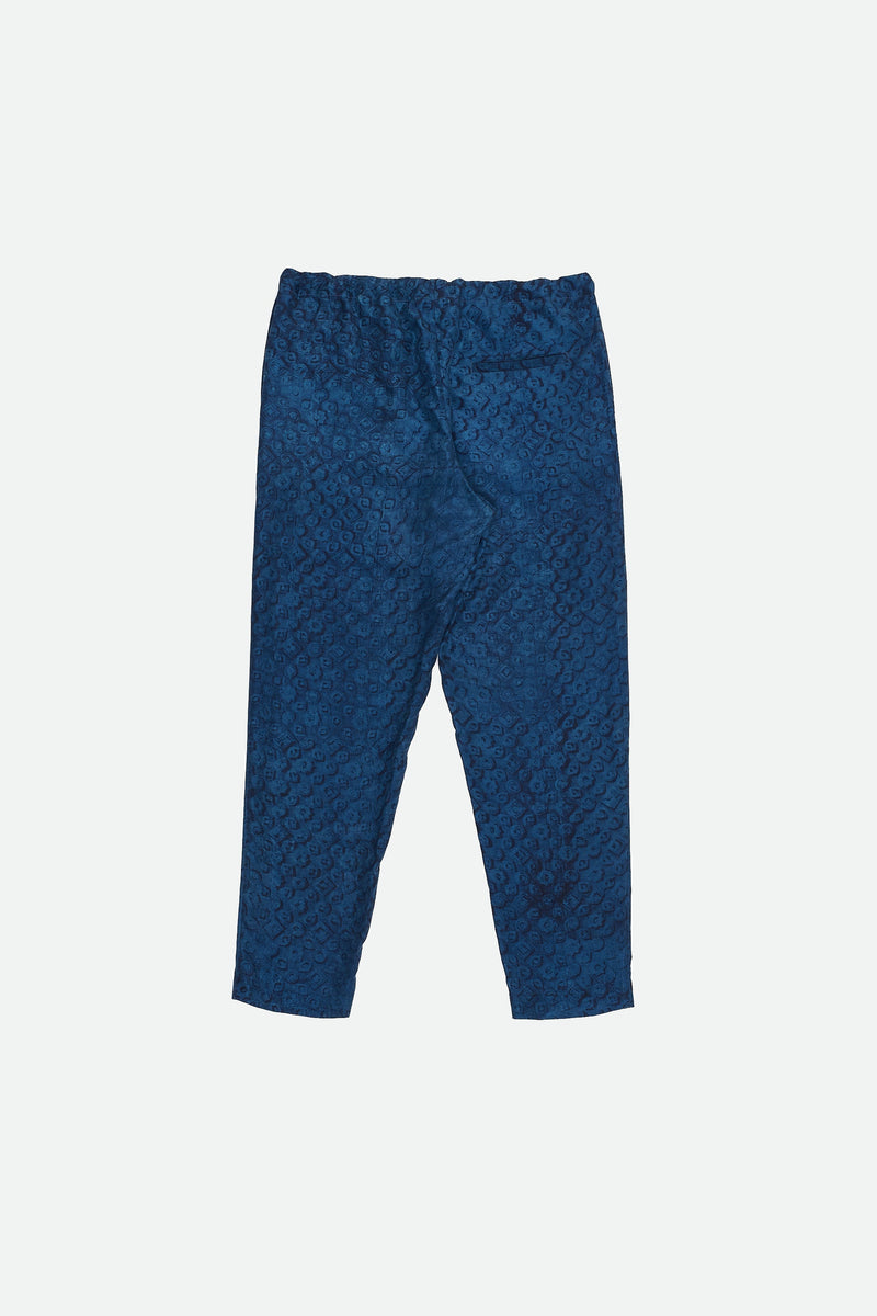 INDIGO BLOCK PRINTED DRAWSTRING PANTS