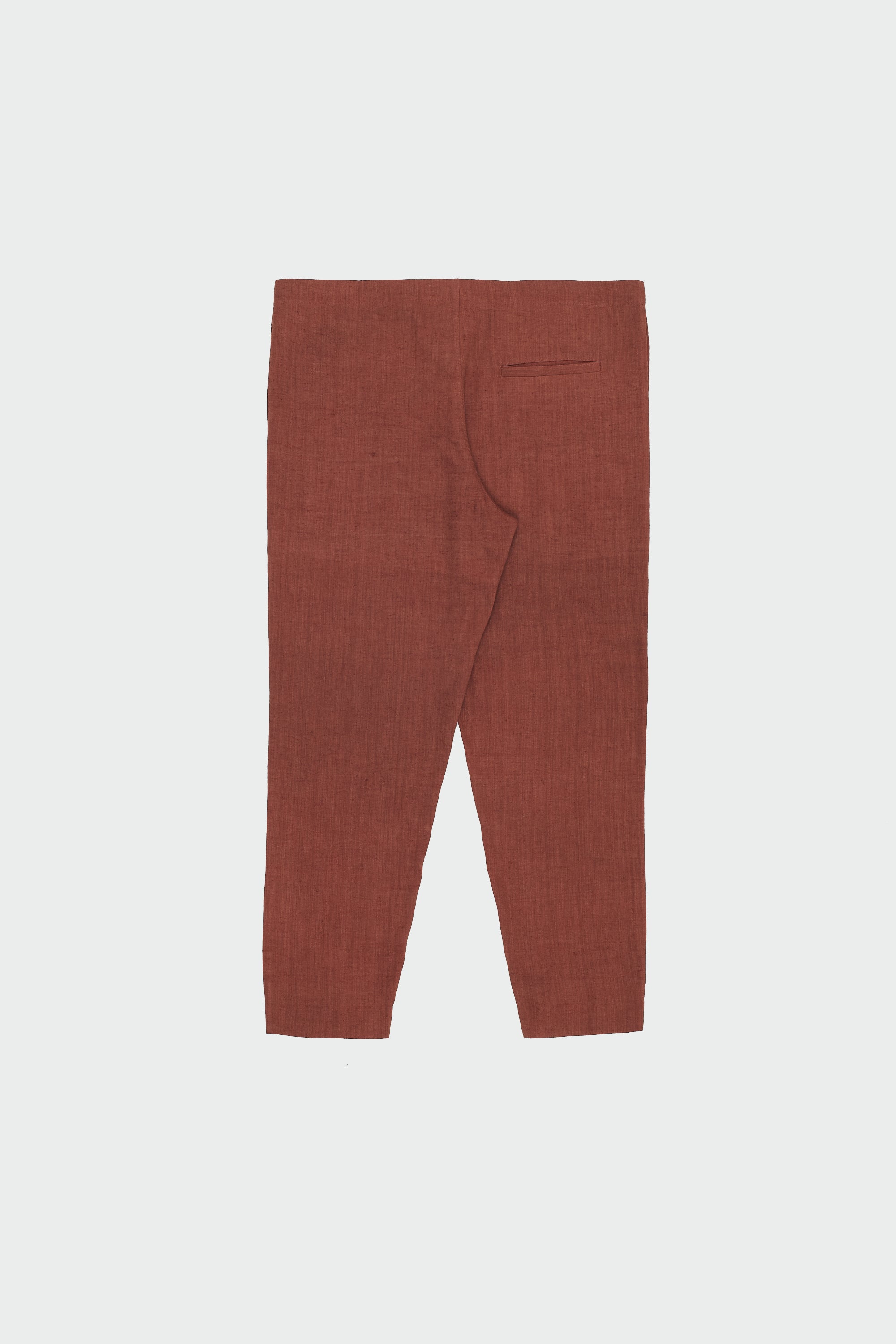 BRICK RED COTTON LINEN TROUSERS