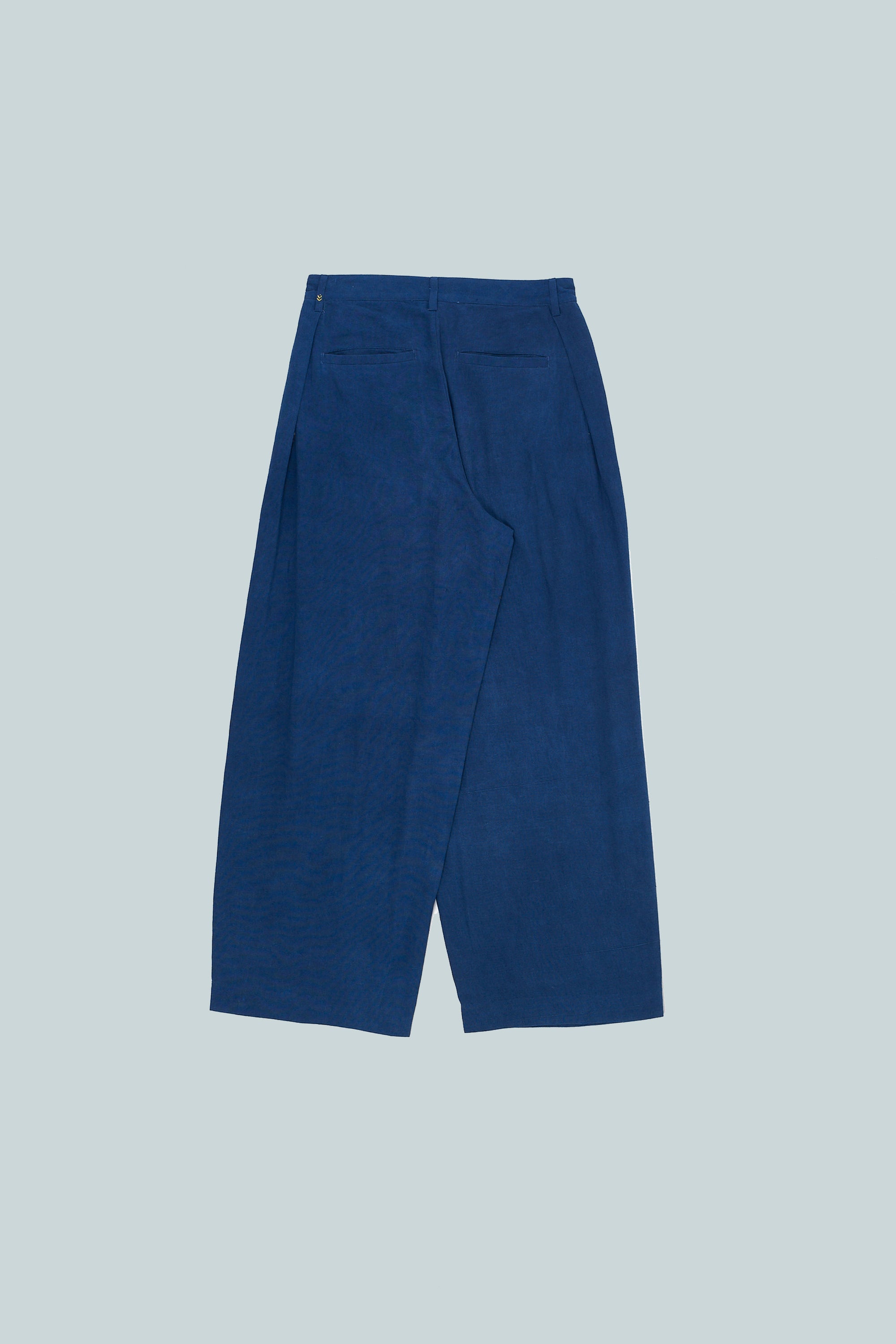 MEDIUM INDIGO PLEATED HANDSPUN COTTON TROUSERS