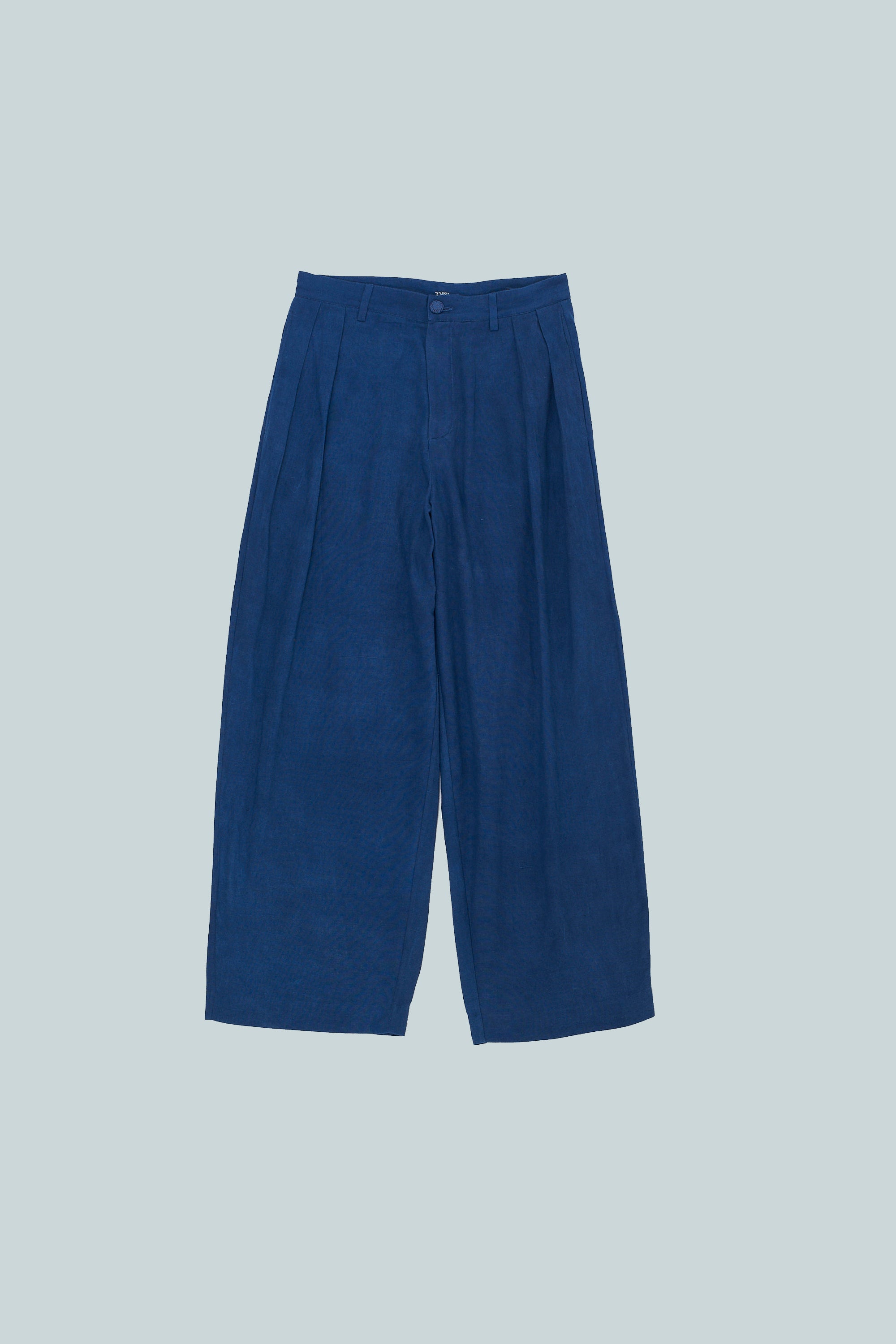 MEDIUM INDIGO PLEATED HANDSPUN COTTON TROUSERS