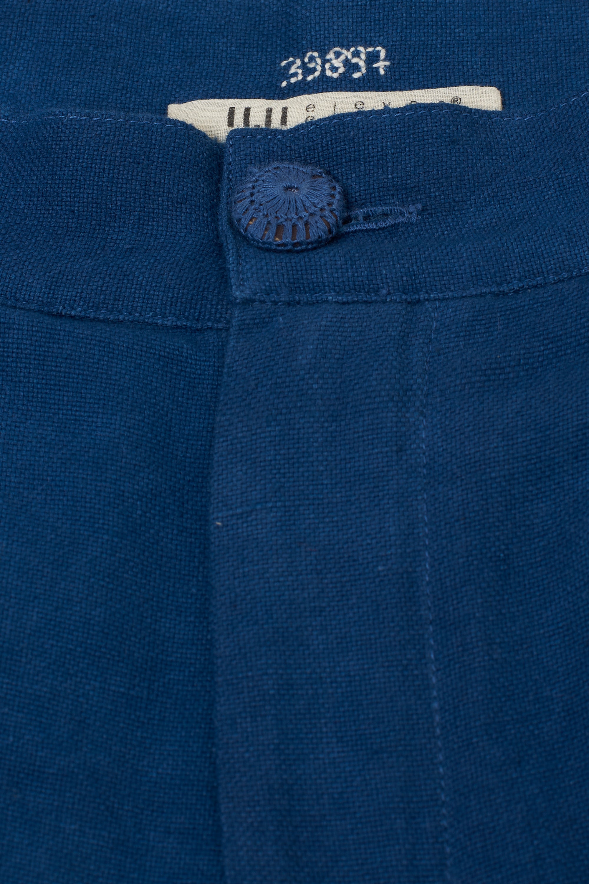 Pleated Handspun Cotton Trousers in Medium Indigo