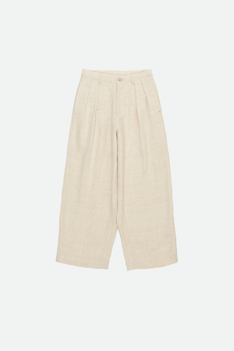 OFF-WHITE COTTON PLEATED TROUSER