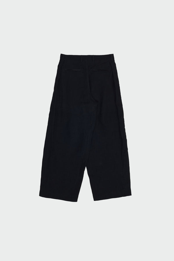 BLACK LINEN PLEATED PANT