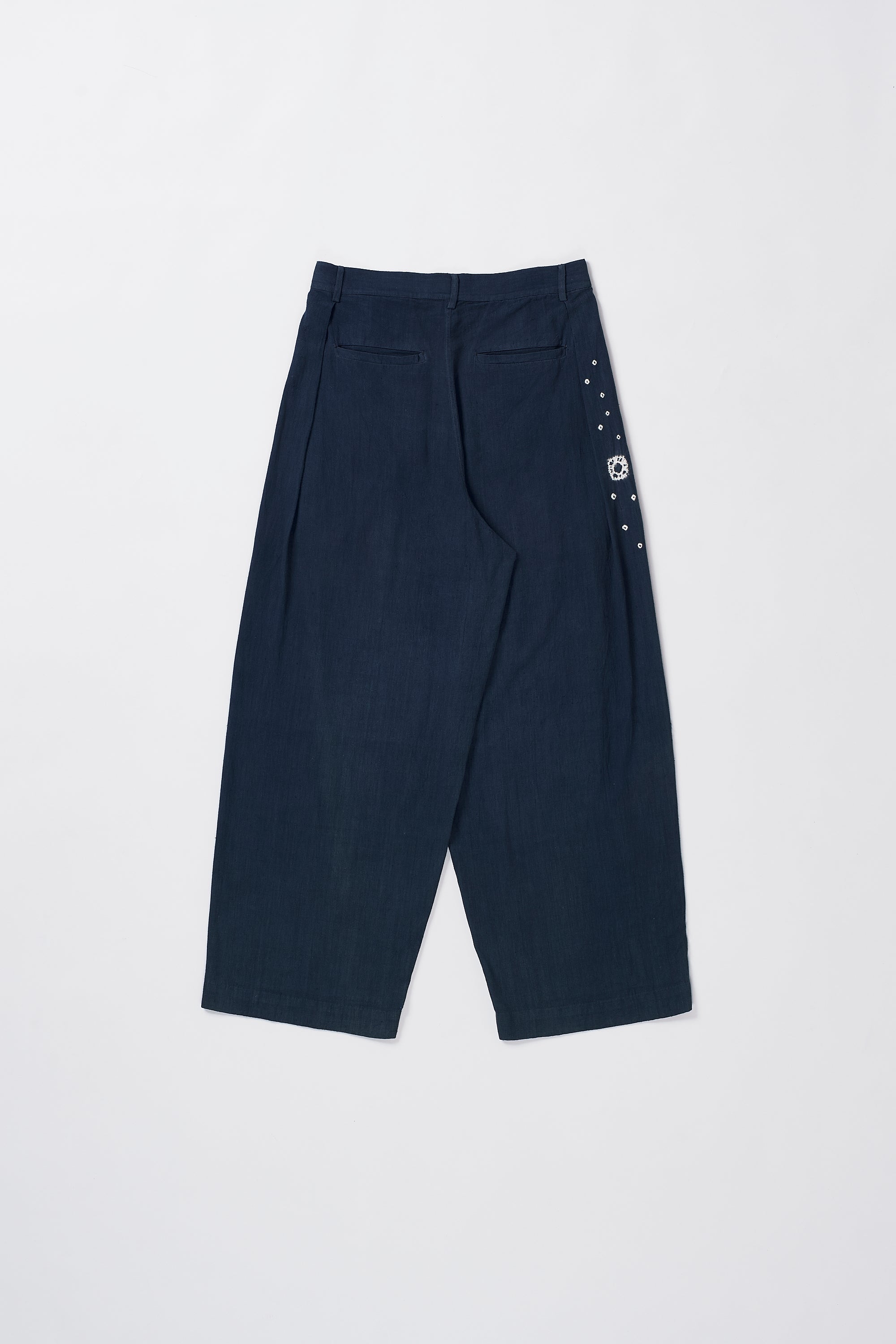 MIDNIGHT INDIGO PLEATED TROUSER CRAFTED WITH SHIBORI