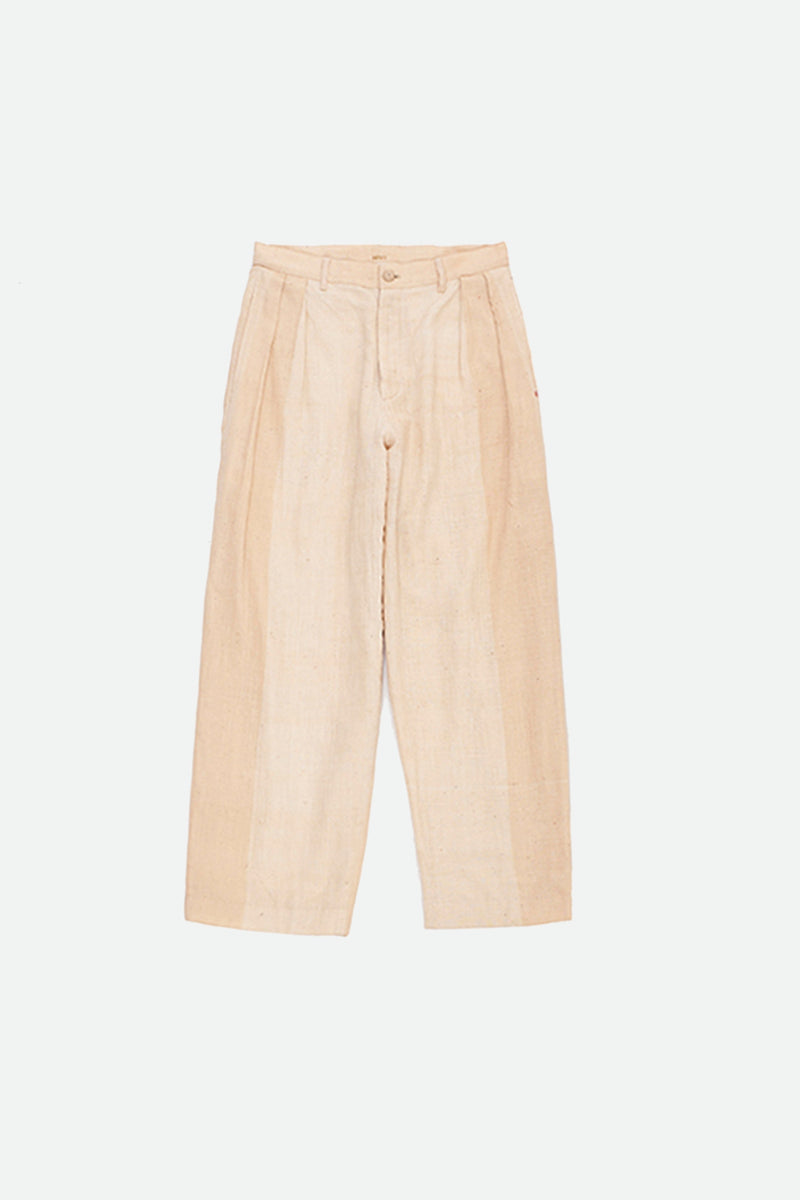 Pleated Ecru Indigenous Cotton Trousers