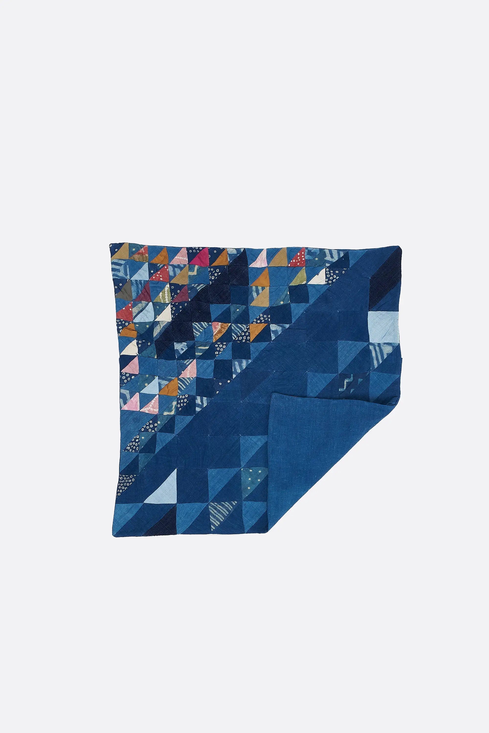 Angular Patchwork Cushion in Shades Of Indigo