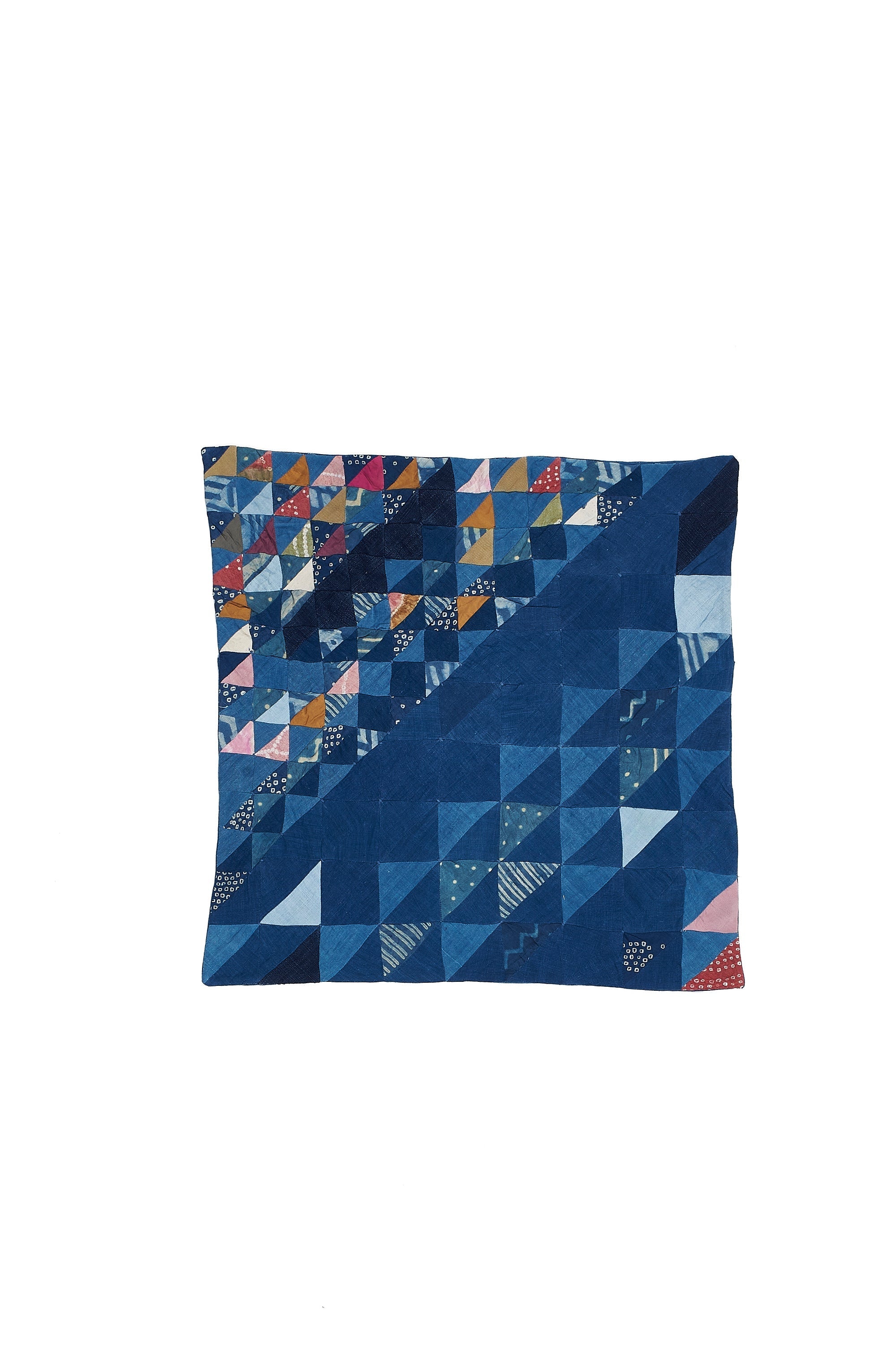 Angular Patchwork Cushion in Shades Of Indigo