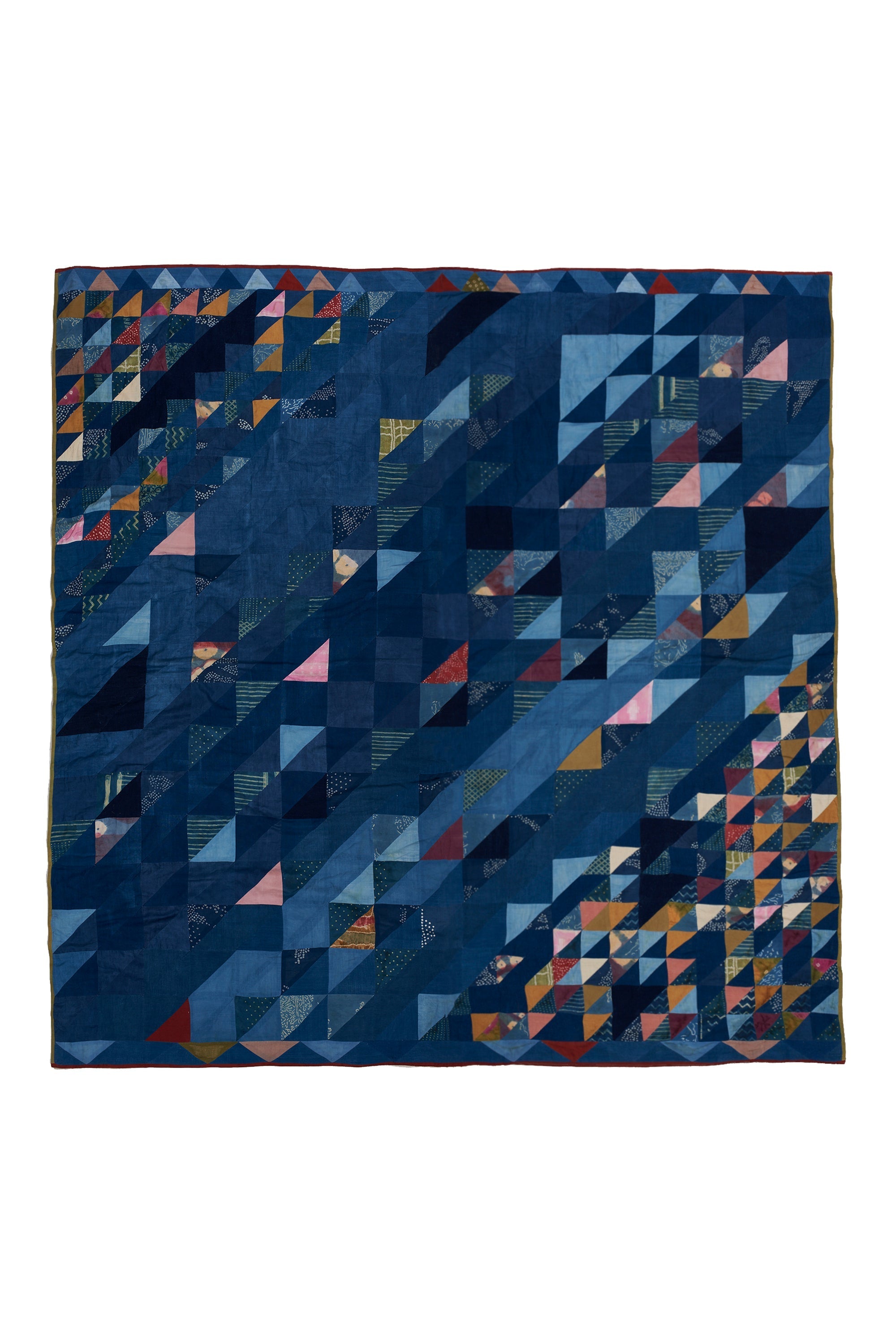 Angular Patchwork Quilt in Shades Of Indigo
