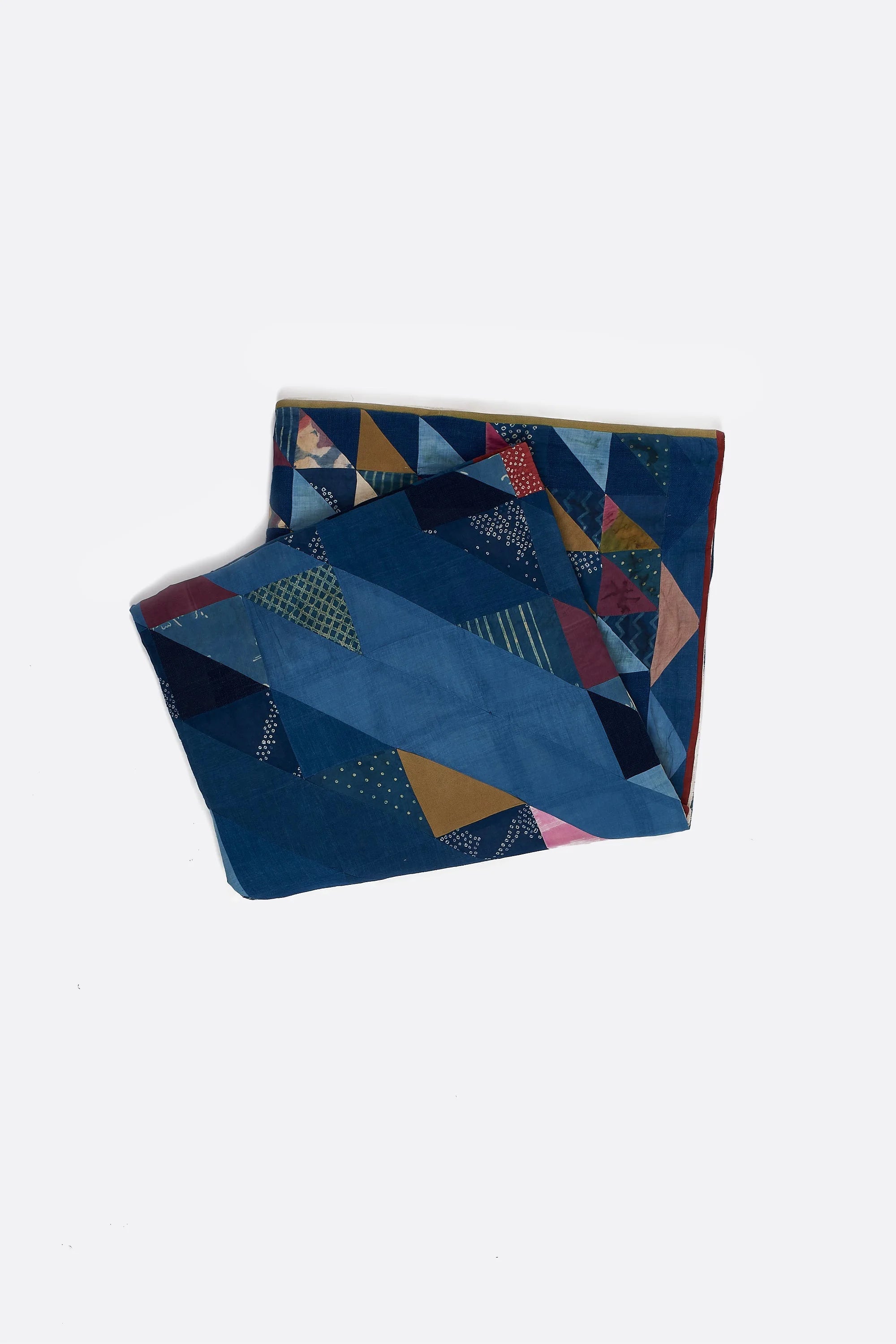 Angular Patchwork Quilt in Shades Of Indigo