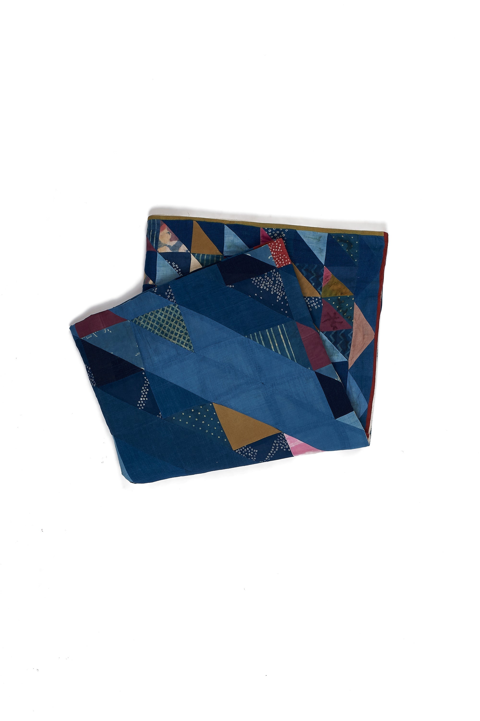 Angular Patchwork Quilt in Shades Of Indigo