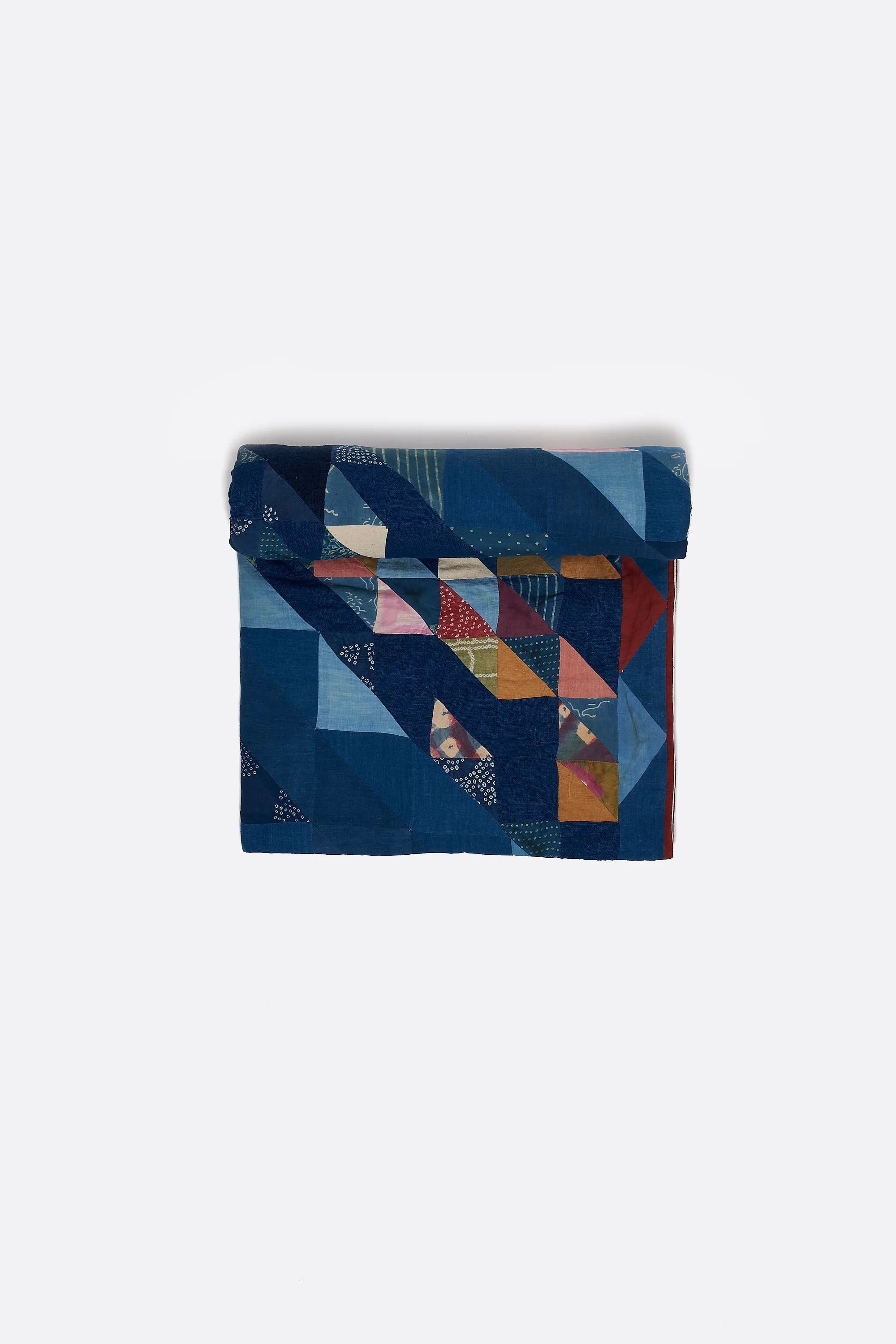 Angular Patchwork Quilt in Shades Of Indigo