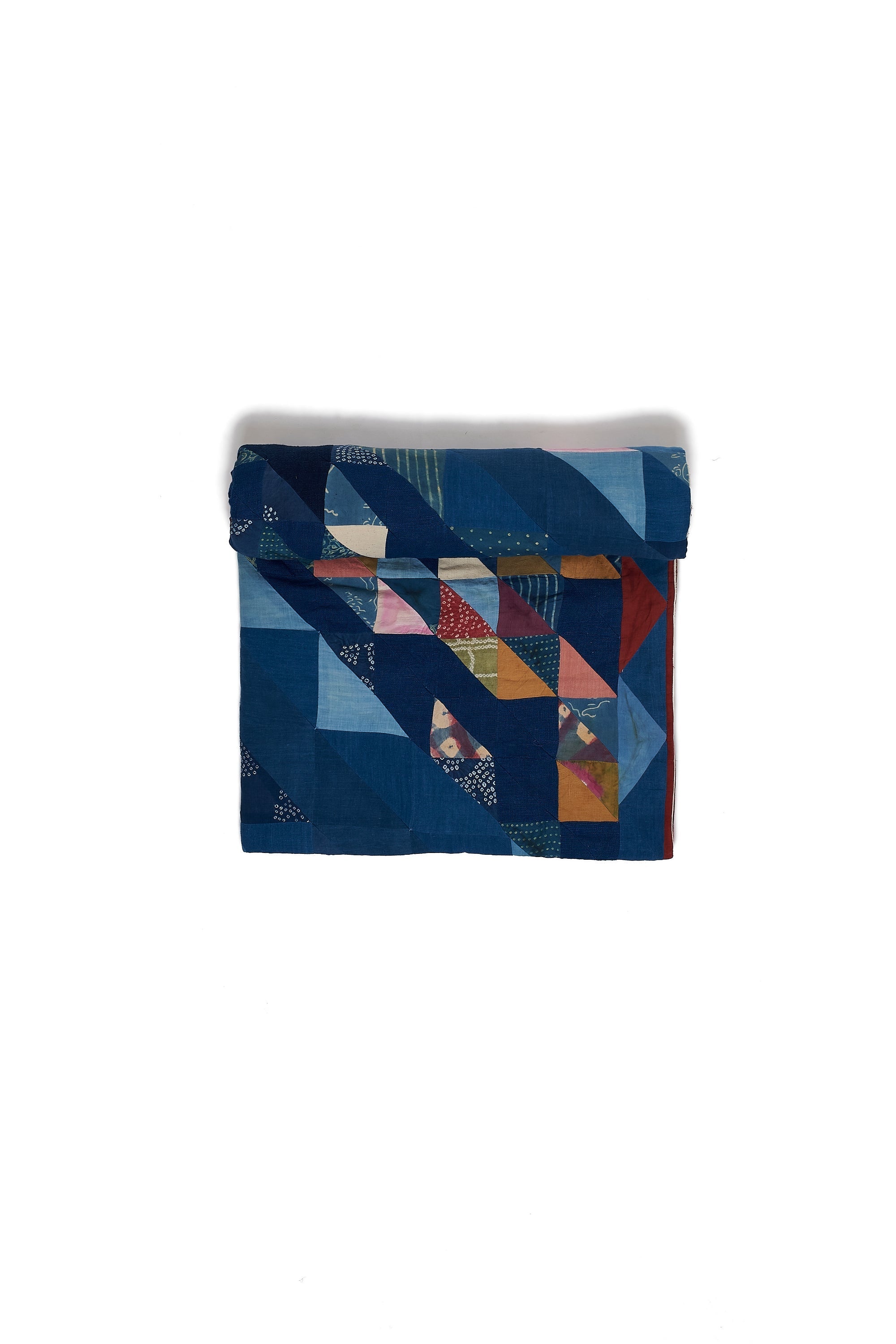 Angular Patchwork Quilt in Shades Of Indigo