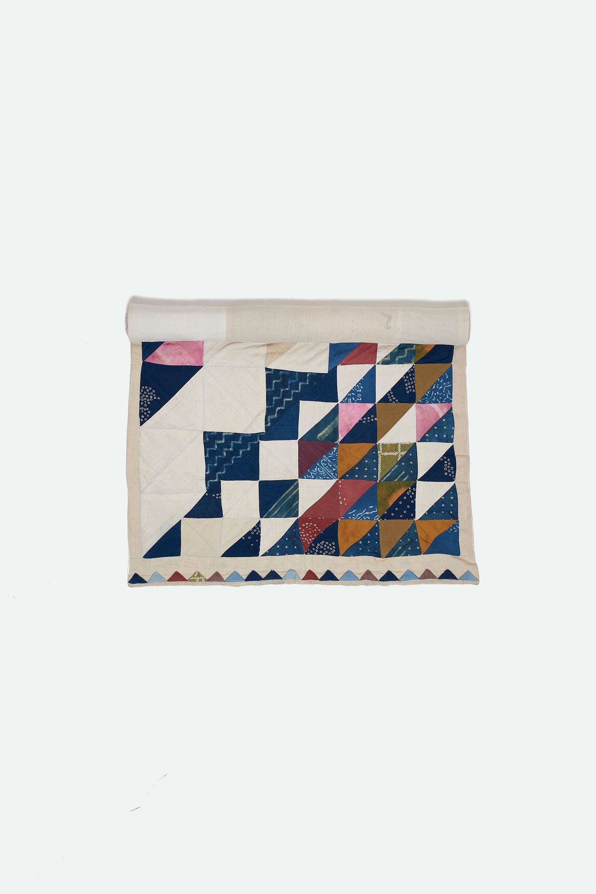 Angular Patchwork Placemats in Shades Of Ecru and Indigo