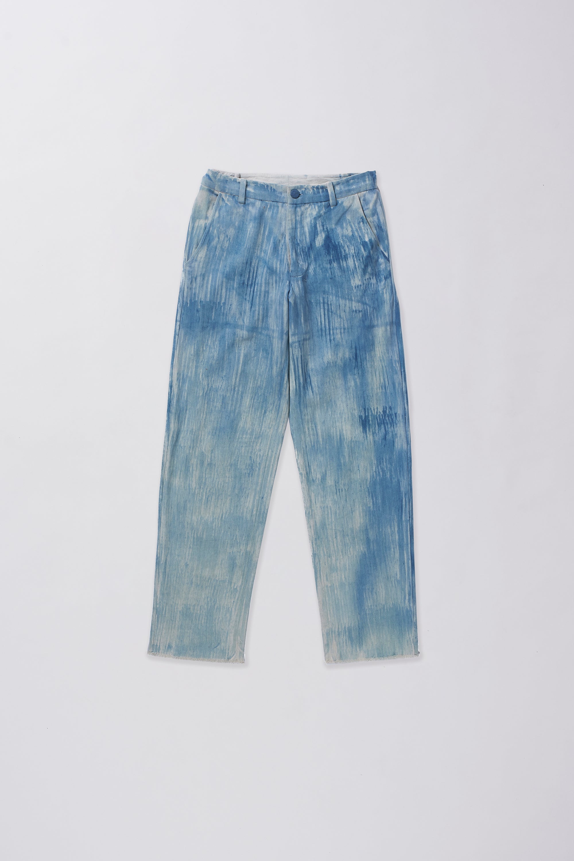 STRAIGHT FIT INDIGO BRUSHED TROUSERS