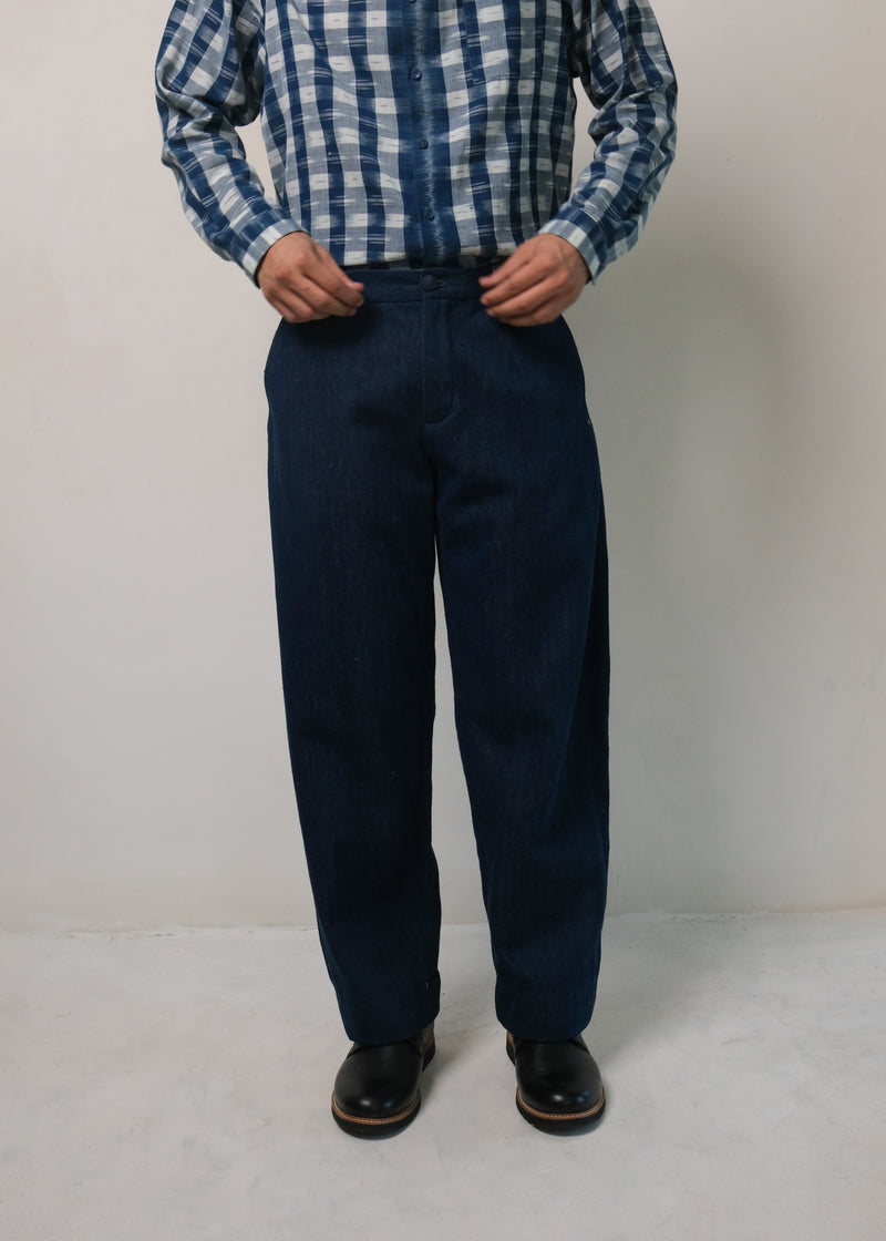 NATURAL INDIGO HANDSPUN DENIM COTTON PANT