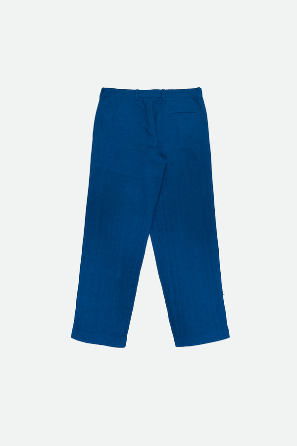 INDIGO SOLID STRAIGHT FIT TROUSER