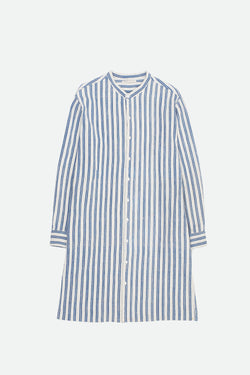 INDIGO DYED STRIPED LONG SHIRT