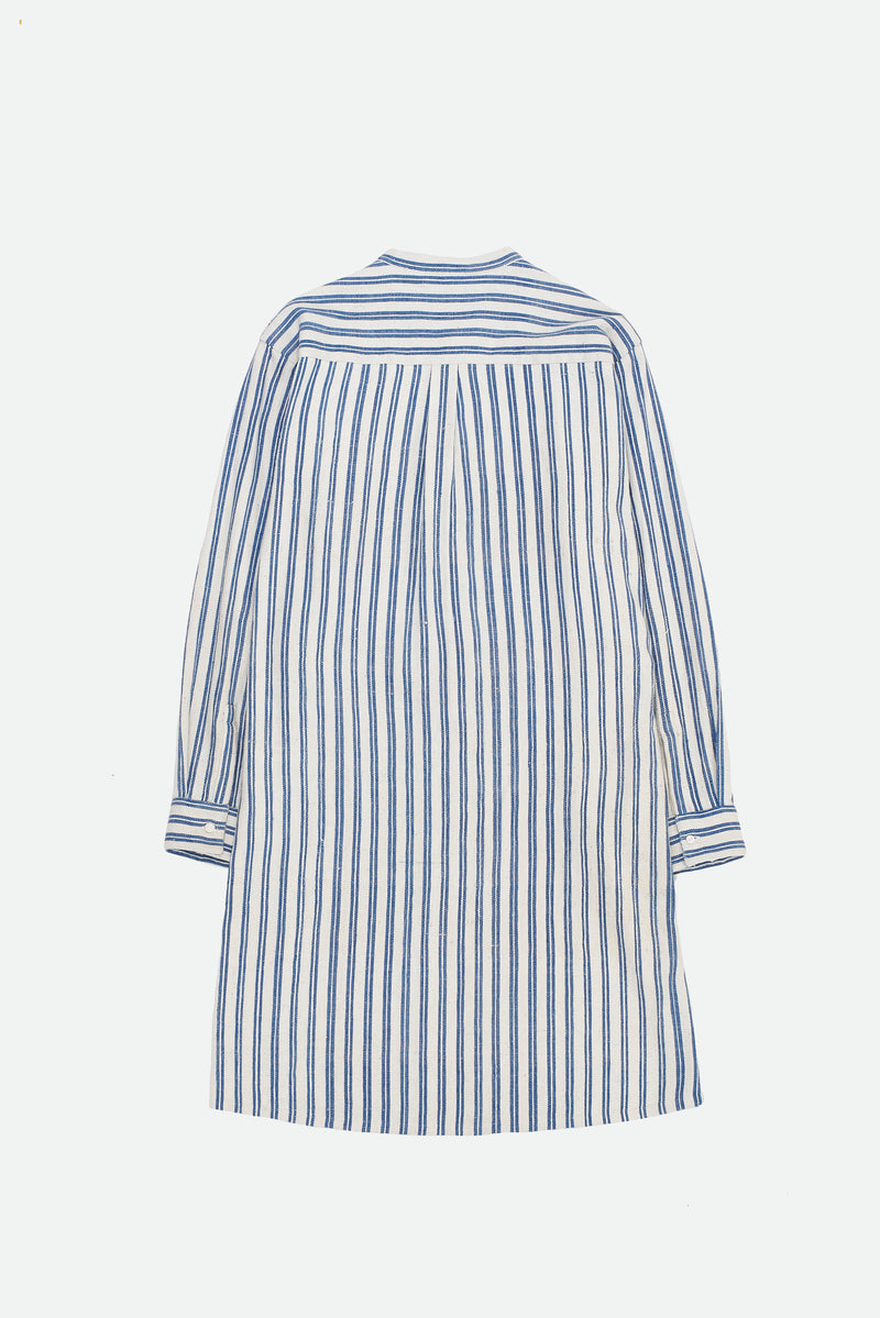 INDIGO DYED STRIPED LONG SHIRT