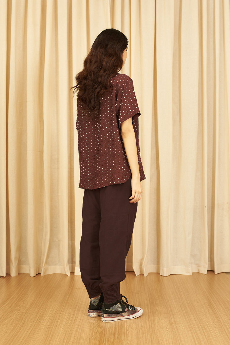 Burnt Umber Solid Cotton Woven Trousers