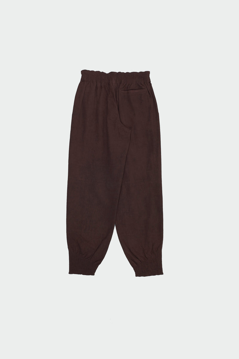 BURNT UMBER SOLID COTTON WOVEN JOGGERS