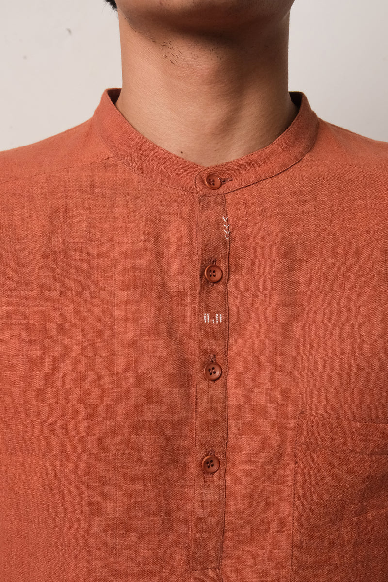 BRICK RED SOLID COTTON SHIRT