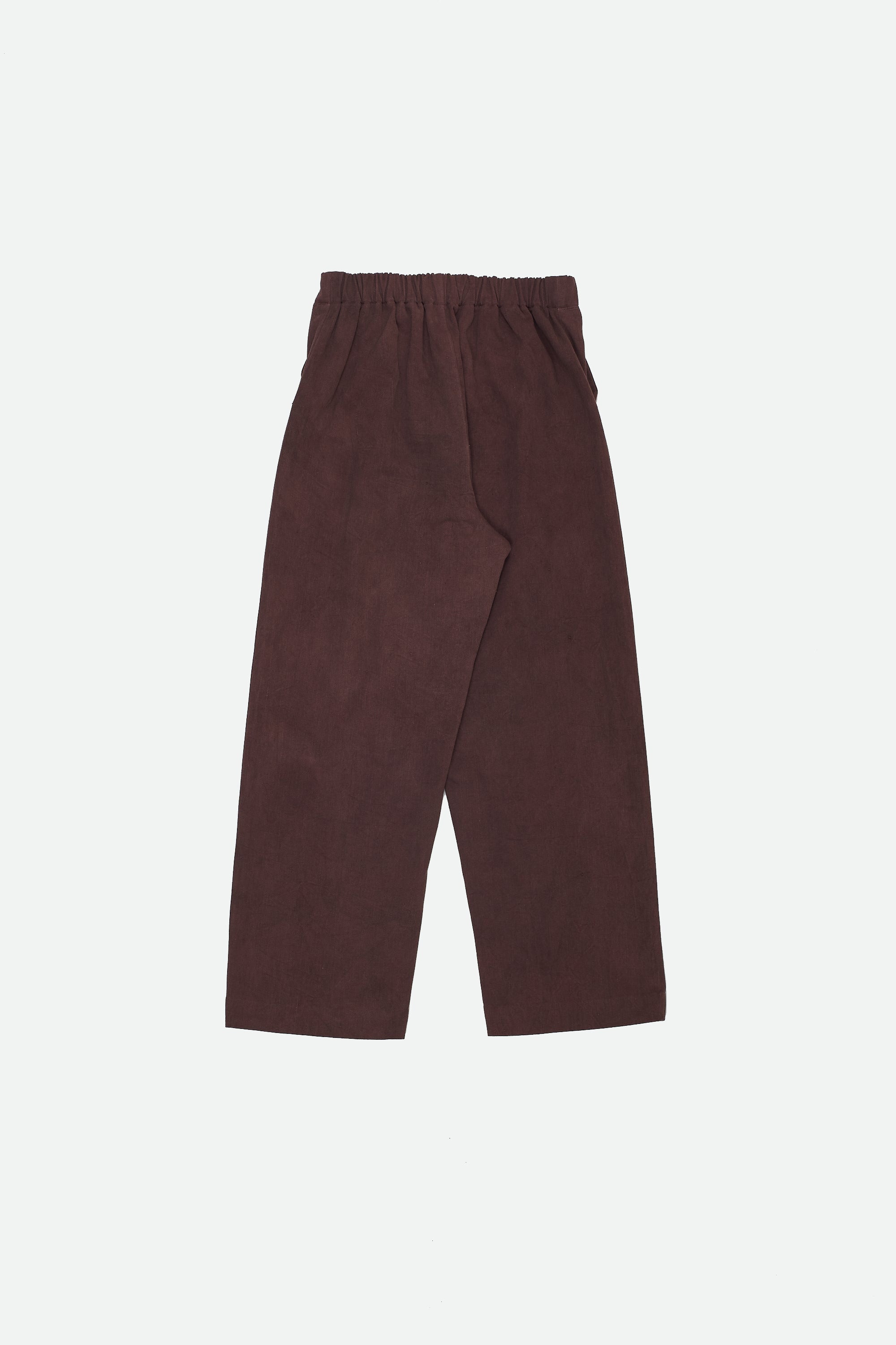 BURNT UMBER HANDSPUN DENIM PLEATED TROUSER