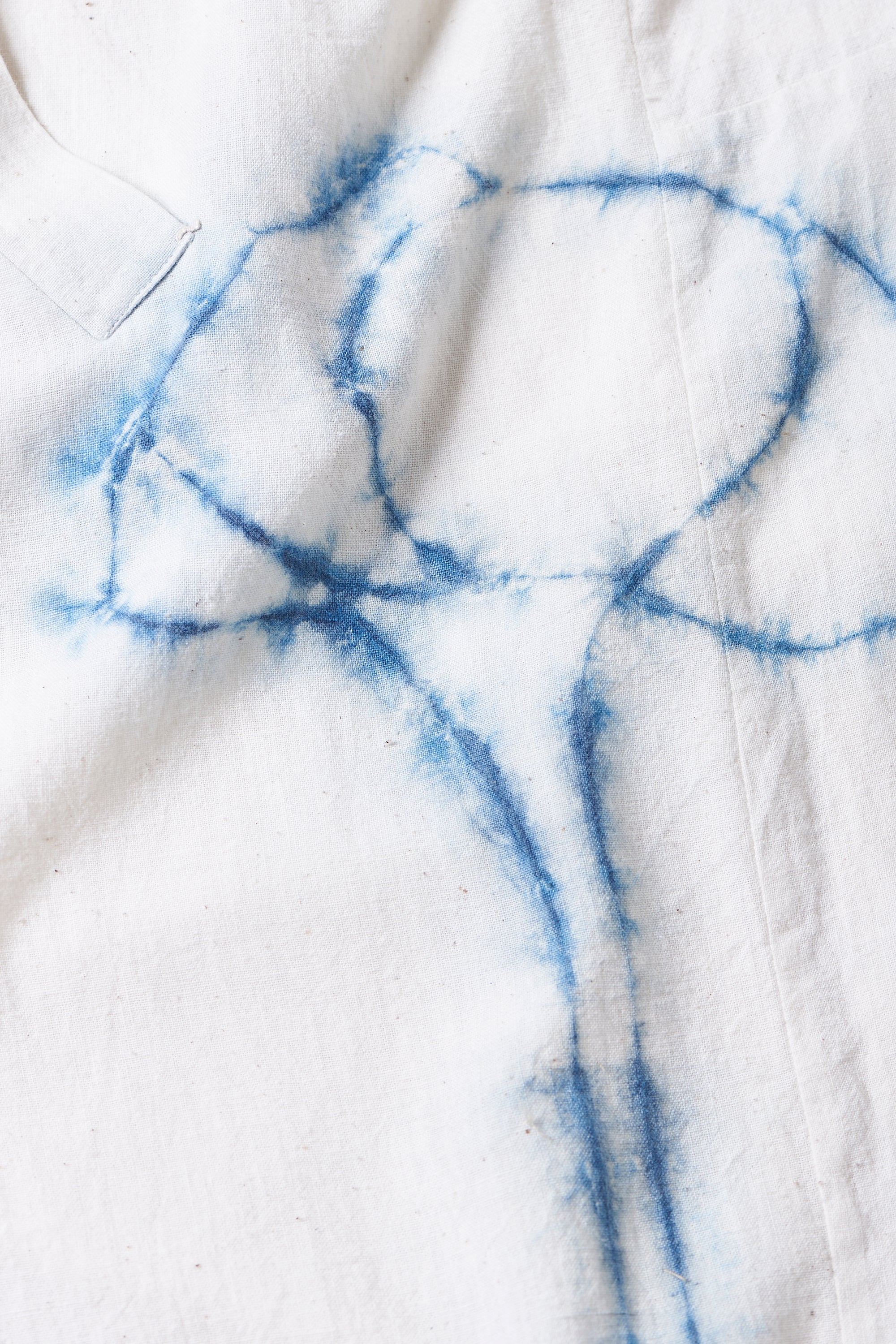 ECRU SHIBORI COTTON KAFTAN SHIRT