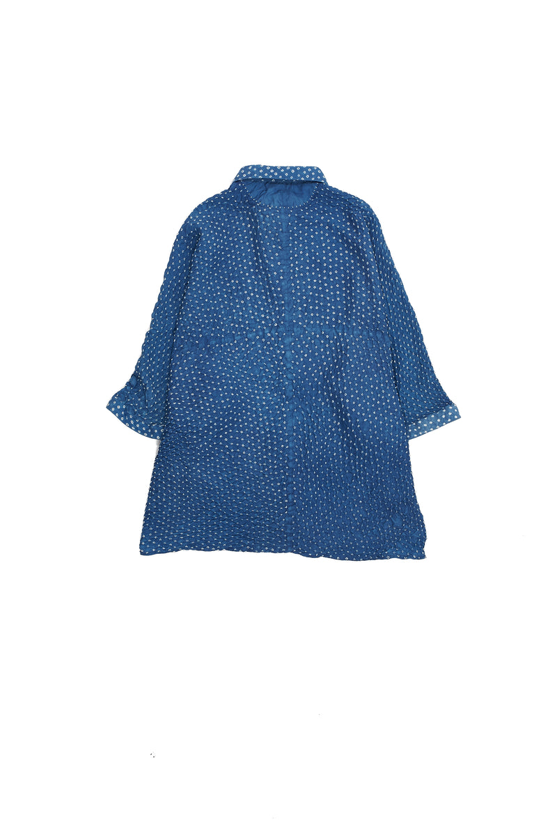Indigo All Over Bandhani Silk Statement Shirt