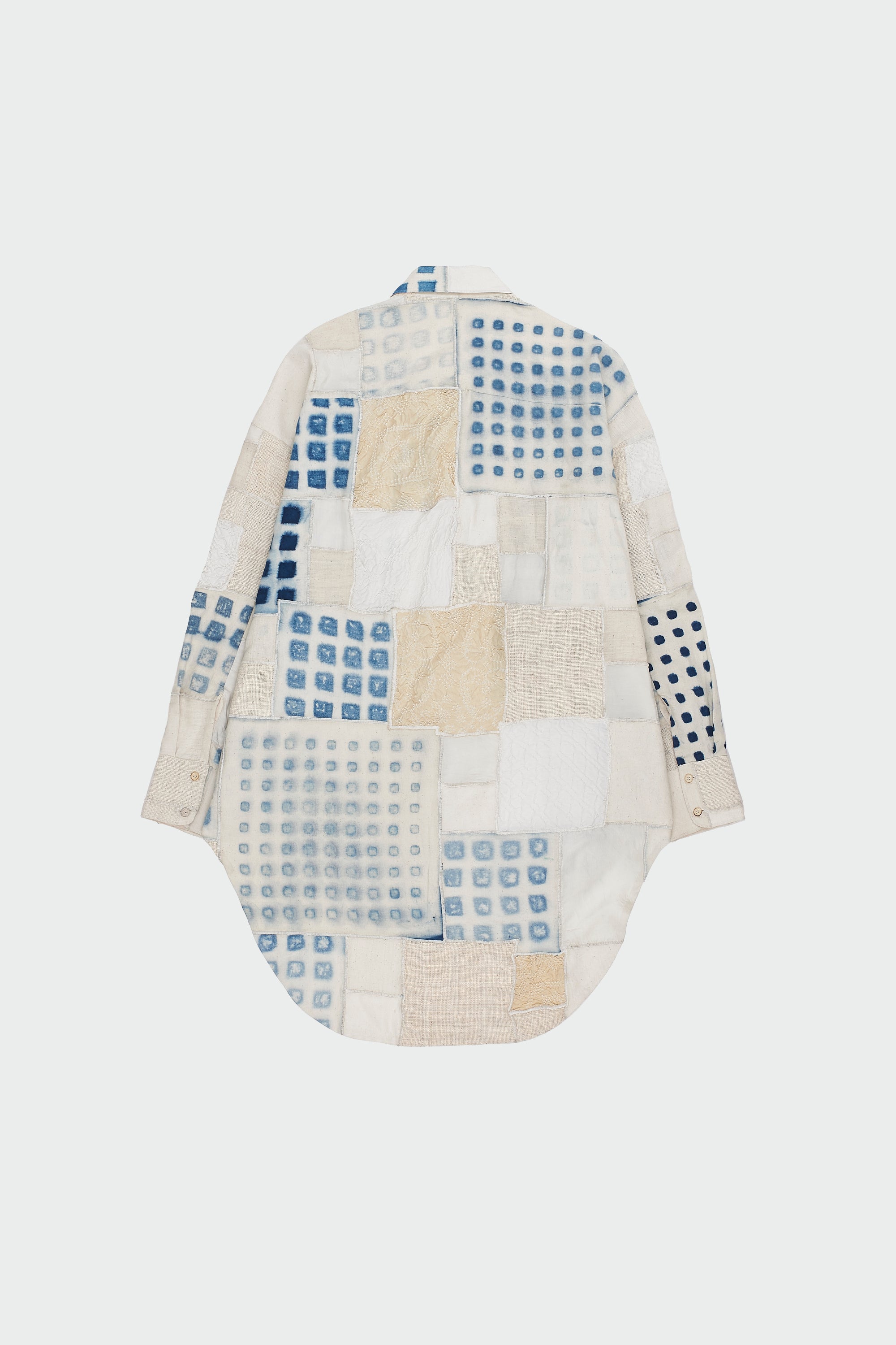 OFF-WHITE AND INDIGO PATCHWORK SHIRT